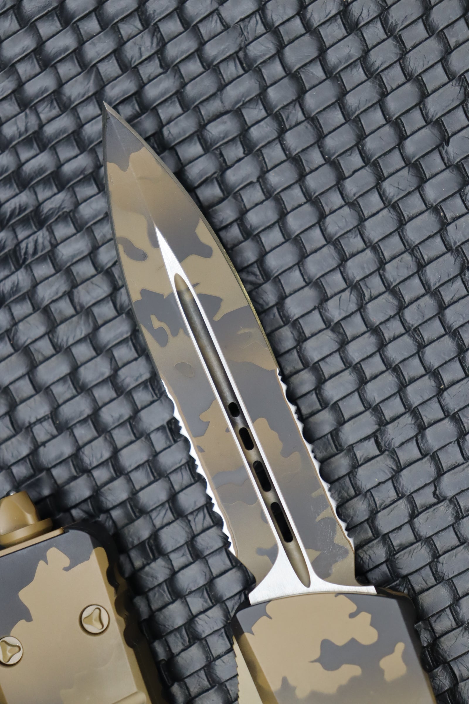 Microtech Combat Troodon Coyote Camo Double Edge Automatic Knife - Premium Tactical EDC