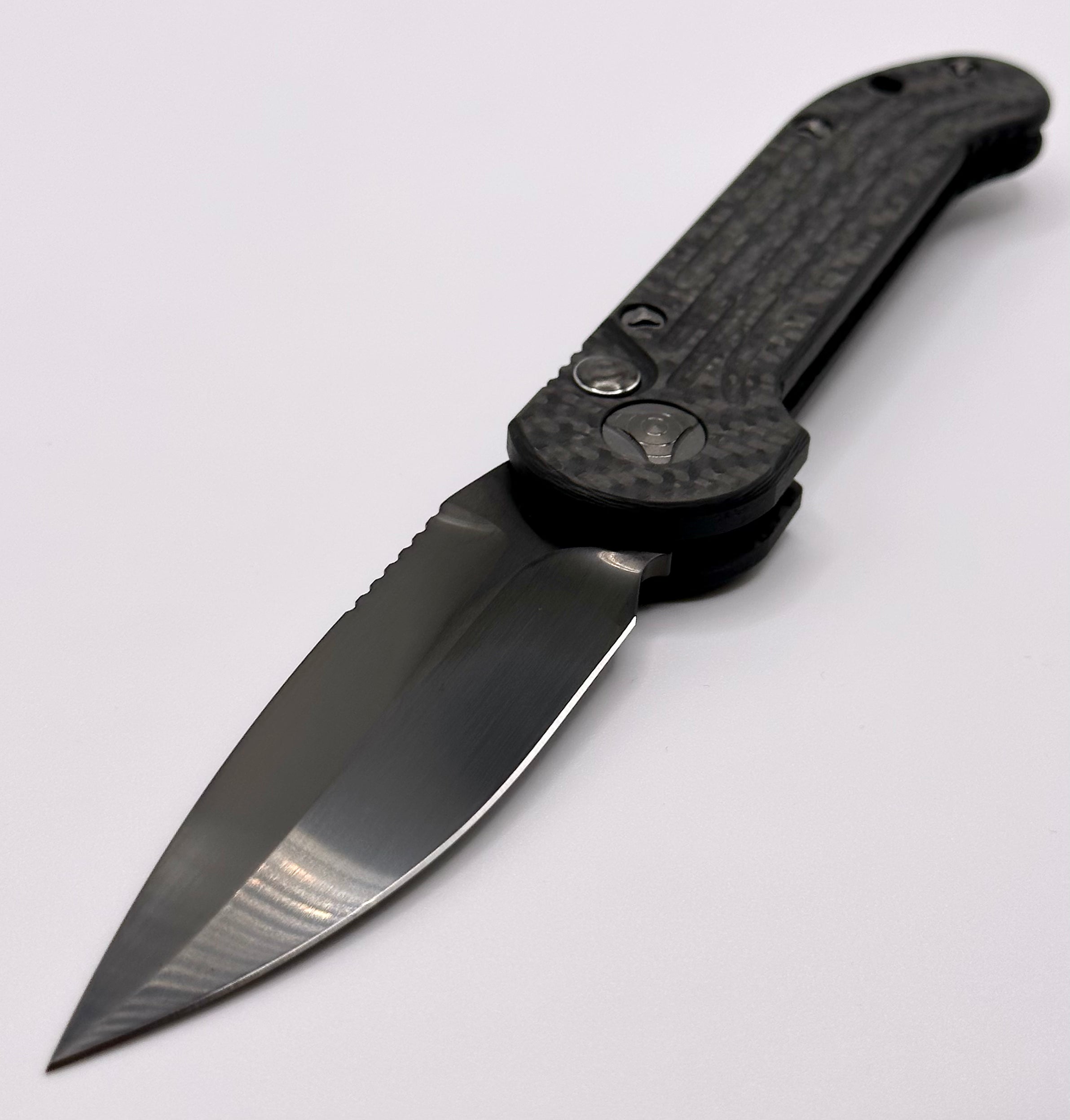 Marfione Custom Knives LUDT DLC Tactical Folding Knife - Carbon Fiber & DLC Ringed Hardware