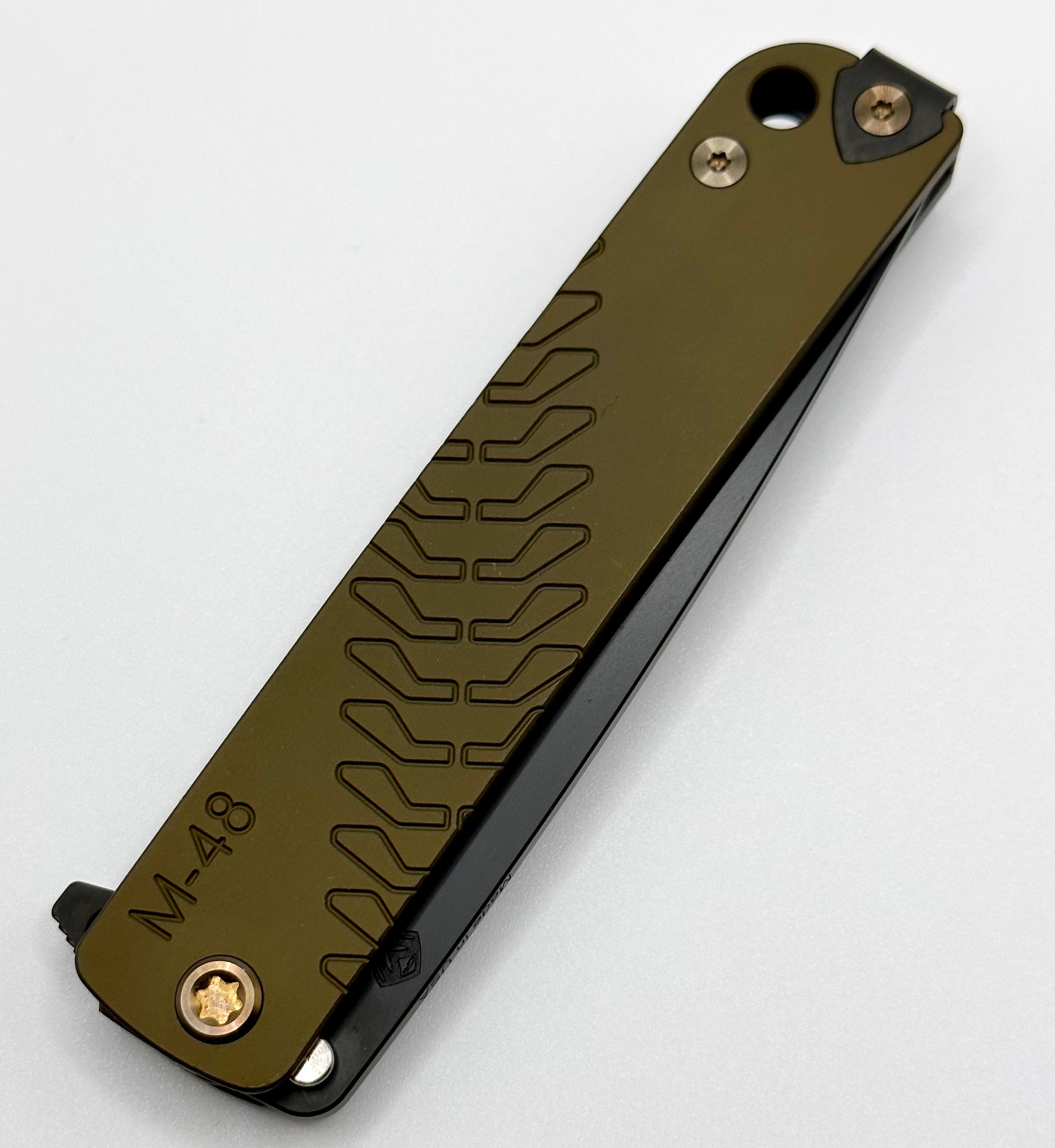 Medford M-48 PVD Tactical Knife - Mustard Green Aluminum Handle with Premium PVD Coating