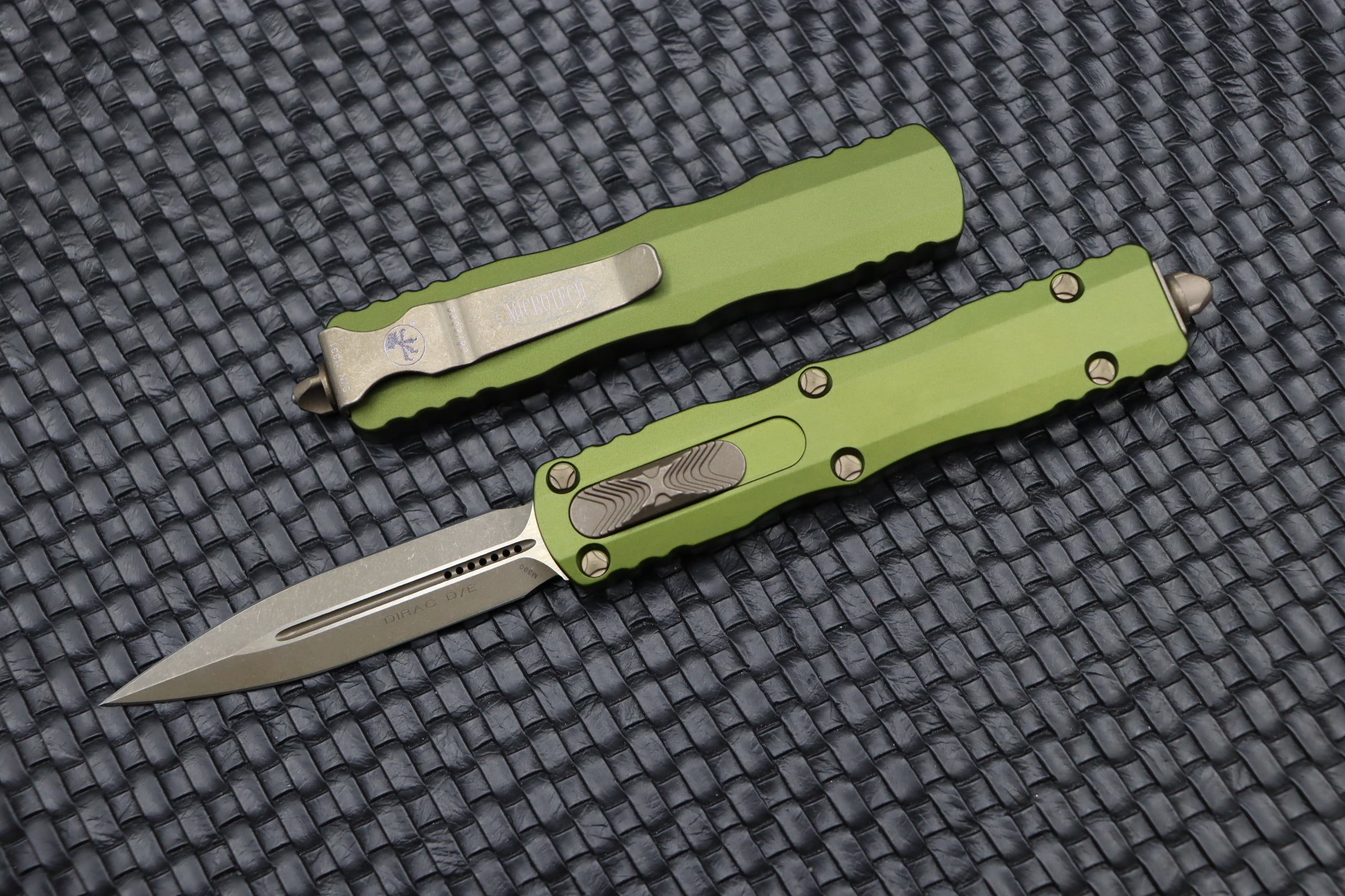 Microtech Dirac Ultimate Double Edge Tactical Knife - Apocalyptic & OD Green