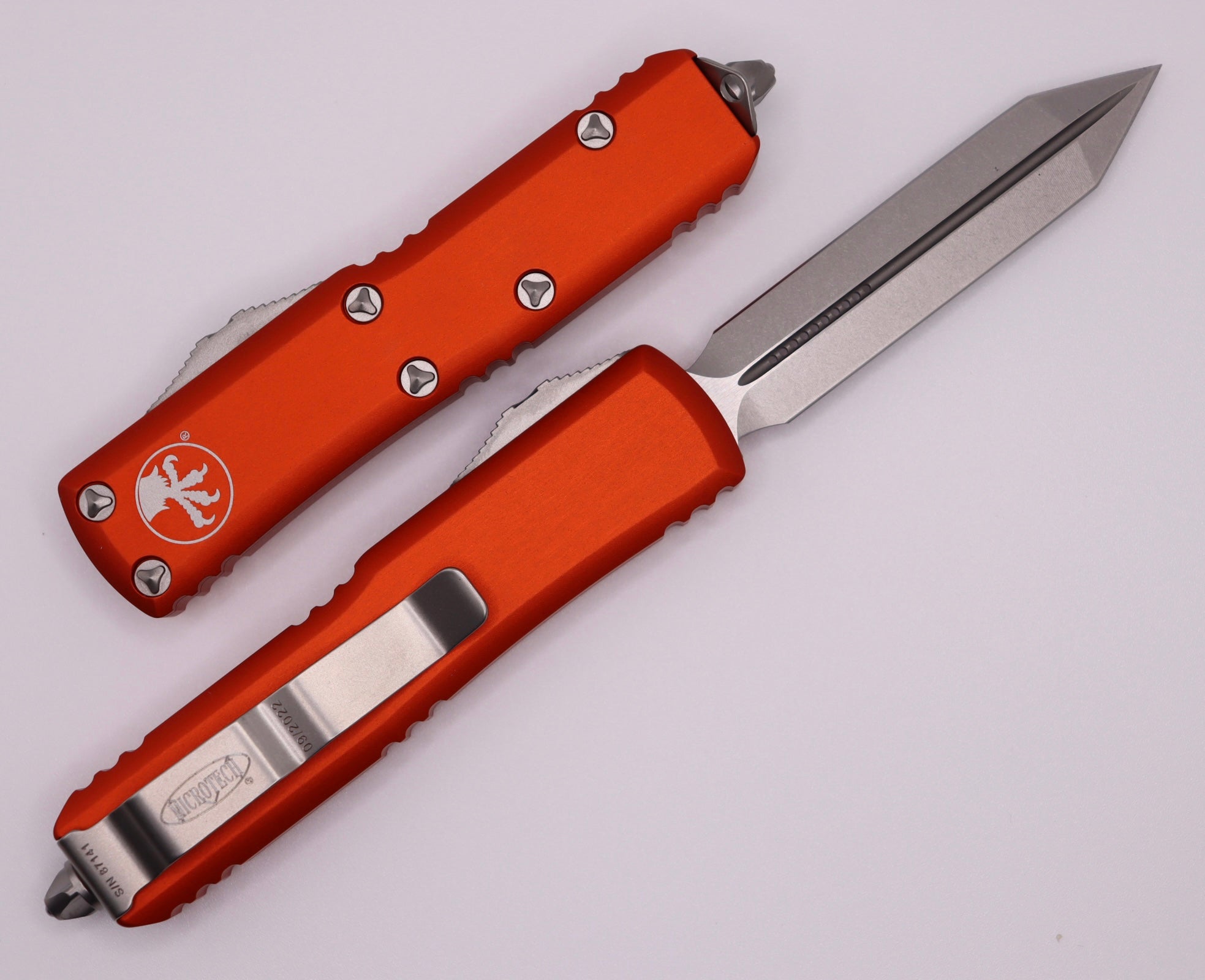 Microtech UTX-85 Spartan EDC Knife - Stonewash & Orange Premium Design