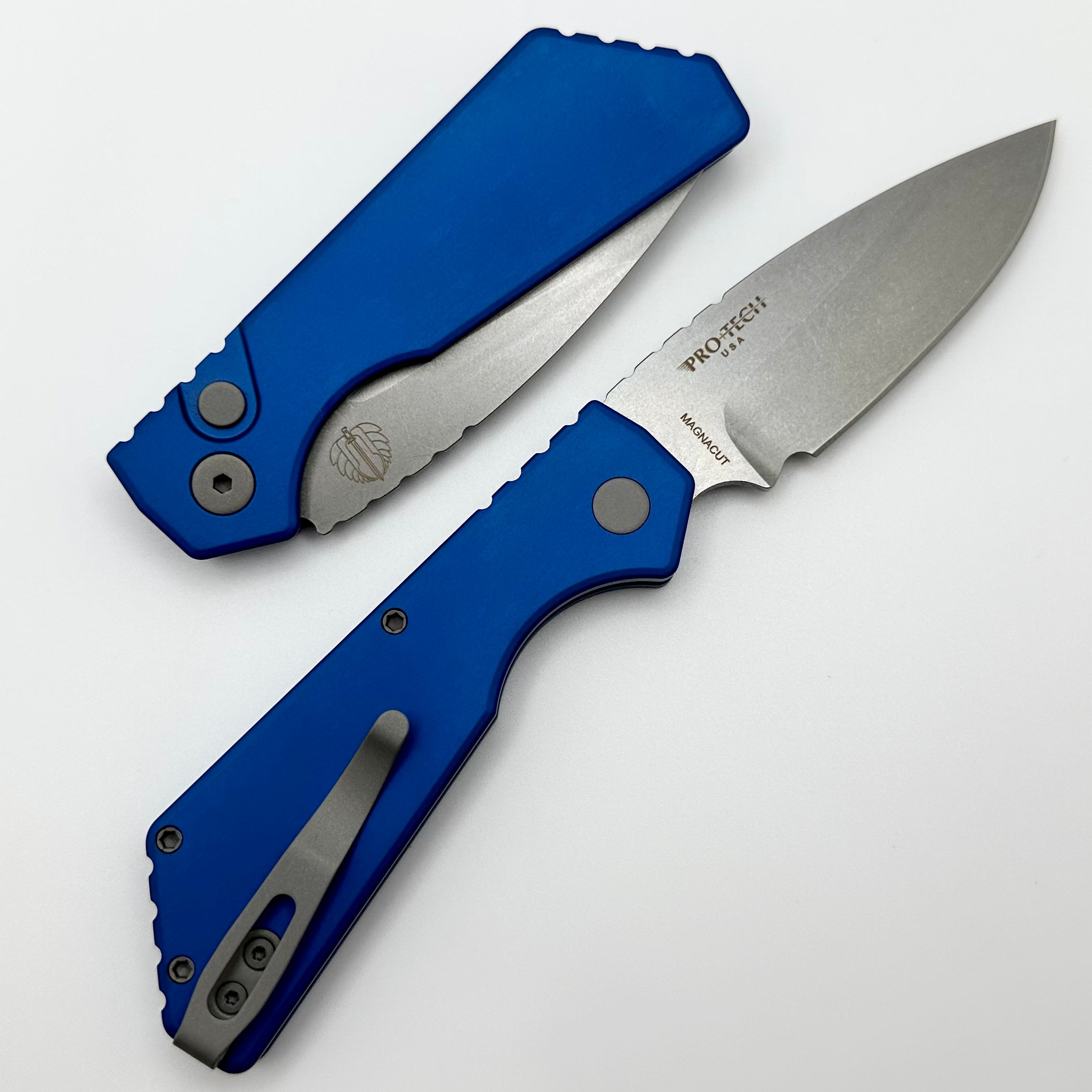 Ultimate Pro-Tech PT Plus Folding Knife - Blue Aluminum Handle & MagnaCut Blade