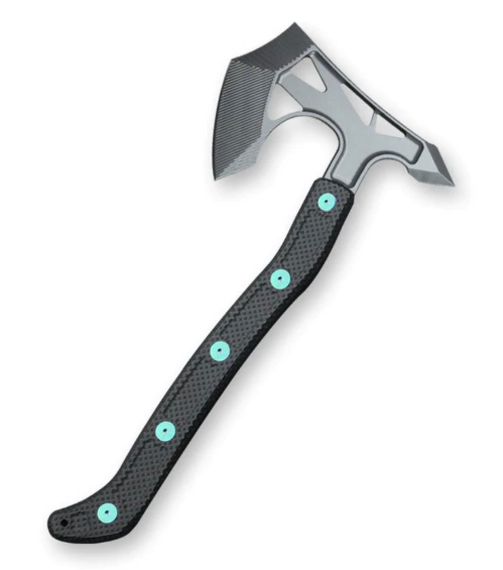 Premium Jake Hoback PS2 Axe - Stonewash AEB-L Steel with Unidirectional Carbon Fiber & Green Anodized Bolts