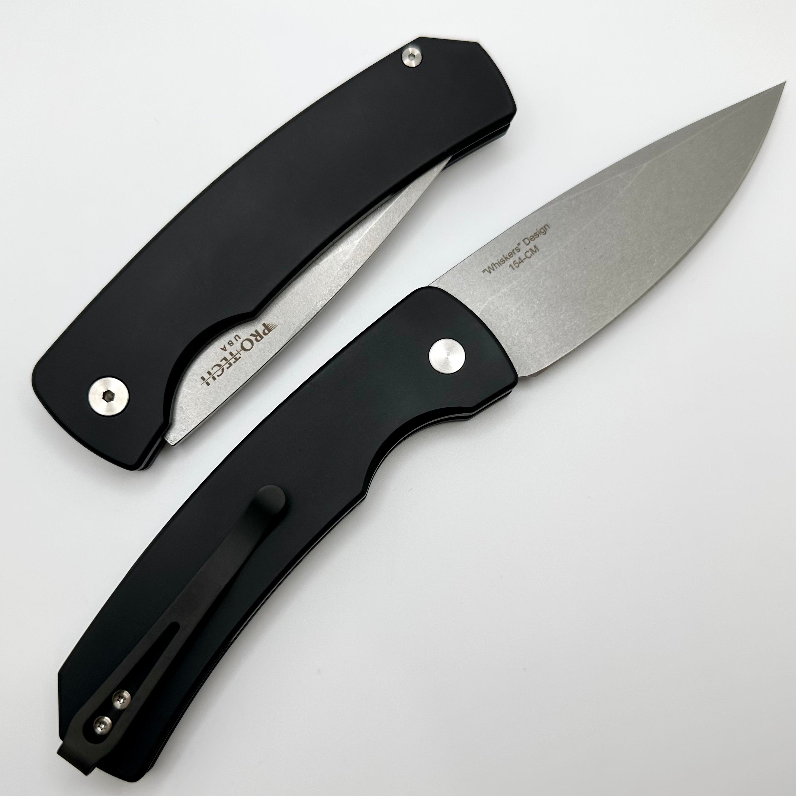 Pro-Tech Magic 2 Whiskers Black Handle - Ultimate Tactical Knife with Stonewash 154-CM Blade