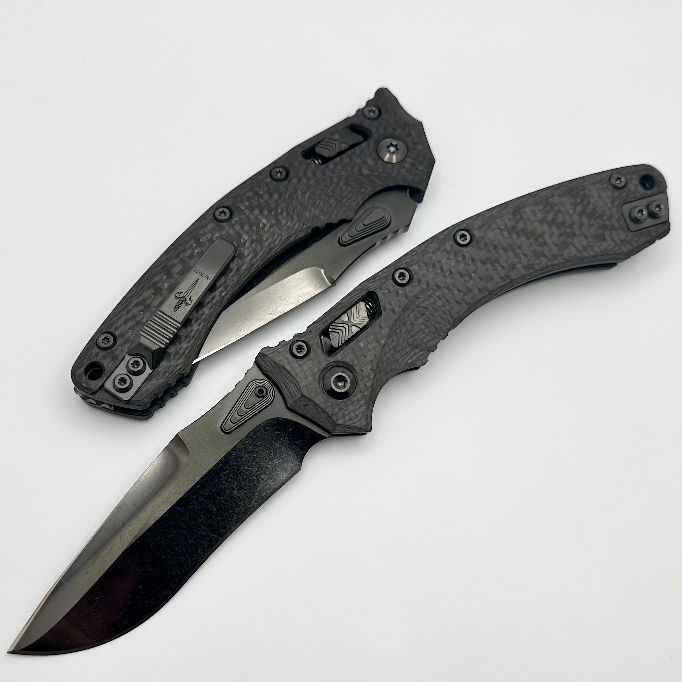 Marfione Custom Amphibian RAM-LOK Knife - Premium DLC Two Tone Stonewash M390 Blade & Carbon Fiber Handles