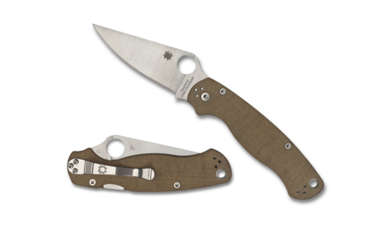 Spyderco Paramilitary 2 PM - Ultimate Cruwear & Brown Canvas Micarta Tactical Knife