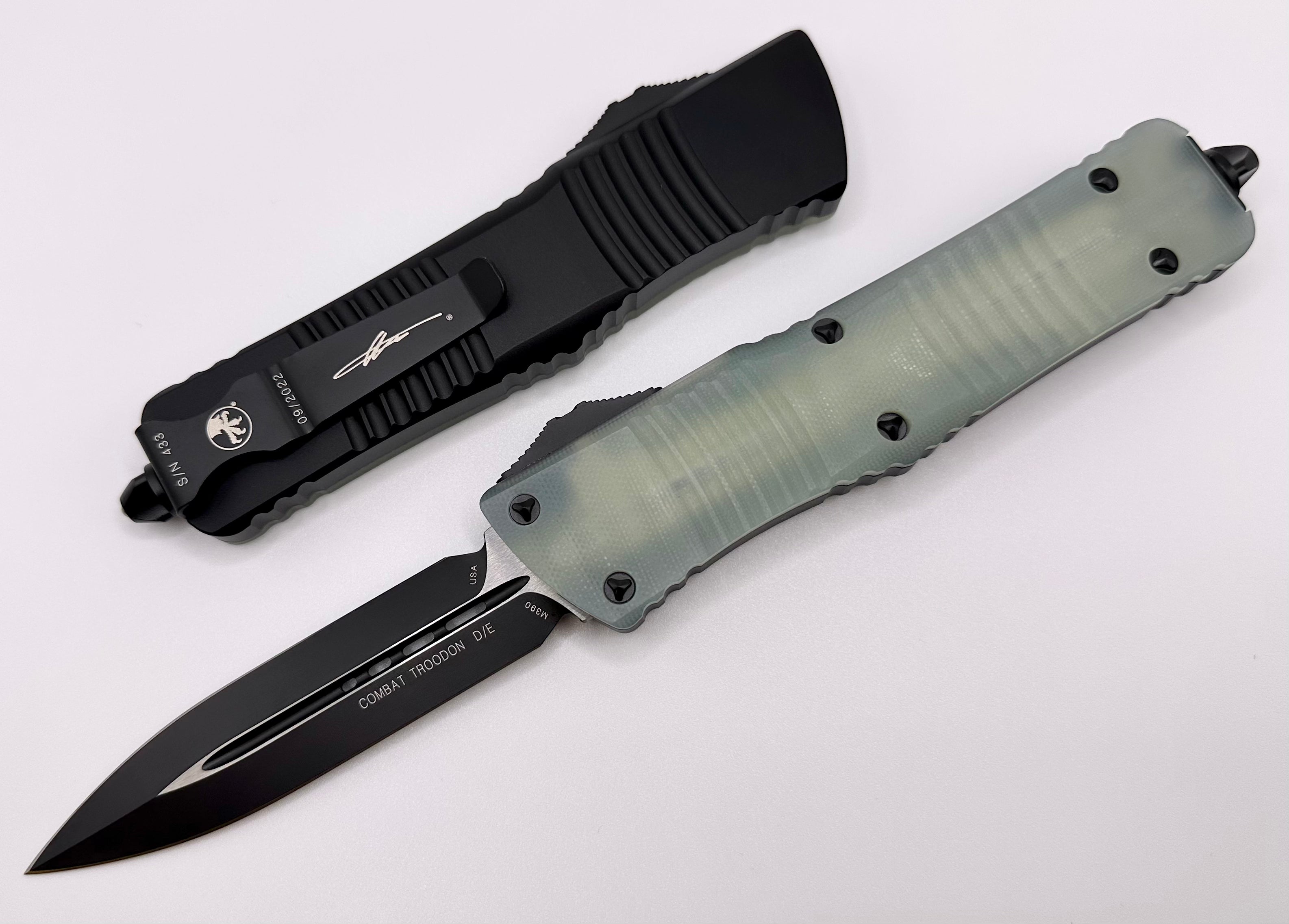 Microtech Combat Troodon Premium Tactical OTF Knife - Black & Jade Green Signature Series