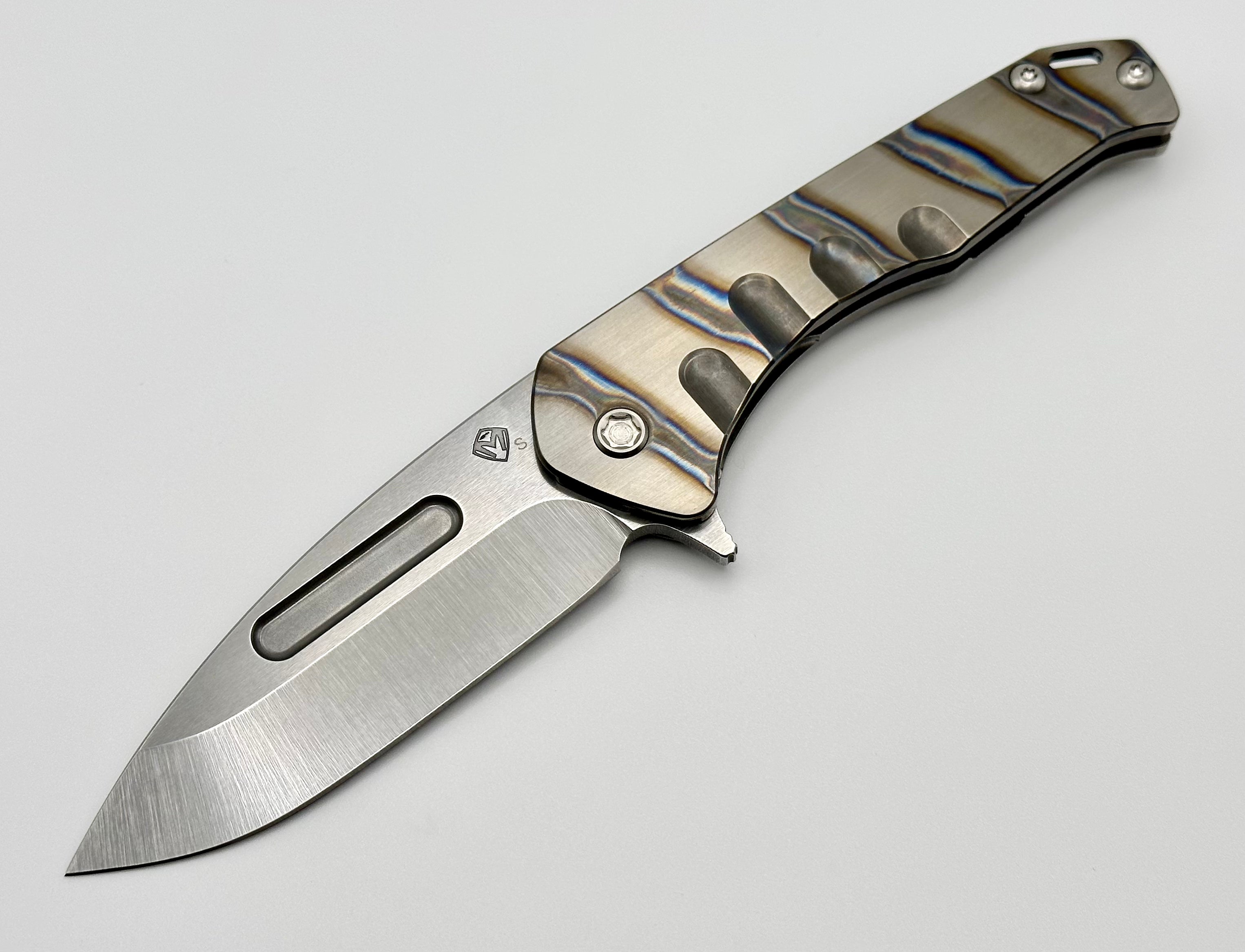 Premium Medford Praetorian Slim Flipper Knife - S35VN Blade & Flamed Titanium Handles