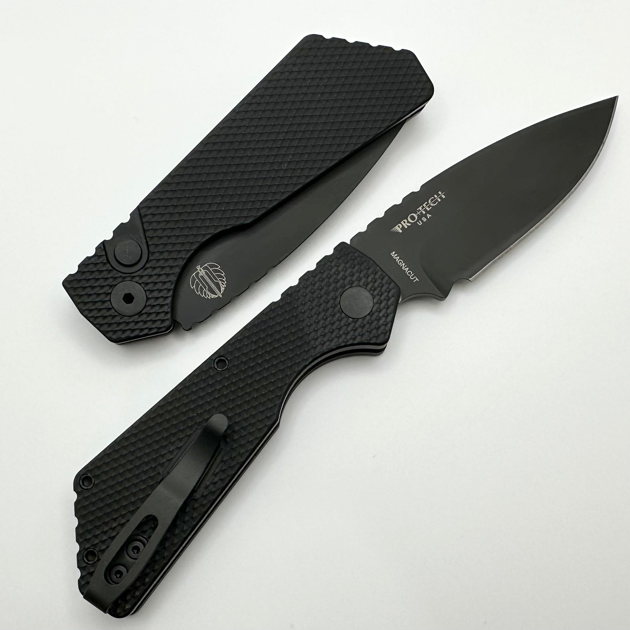 Pro-Tech PT Plus Premium Tactical Knife - Black Aluminum Handle & DLC MagnaCut Blade