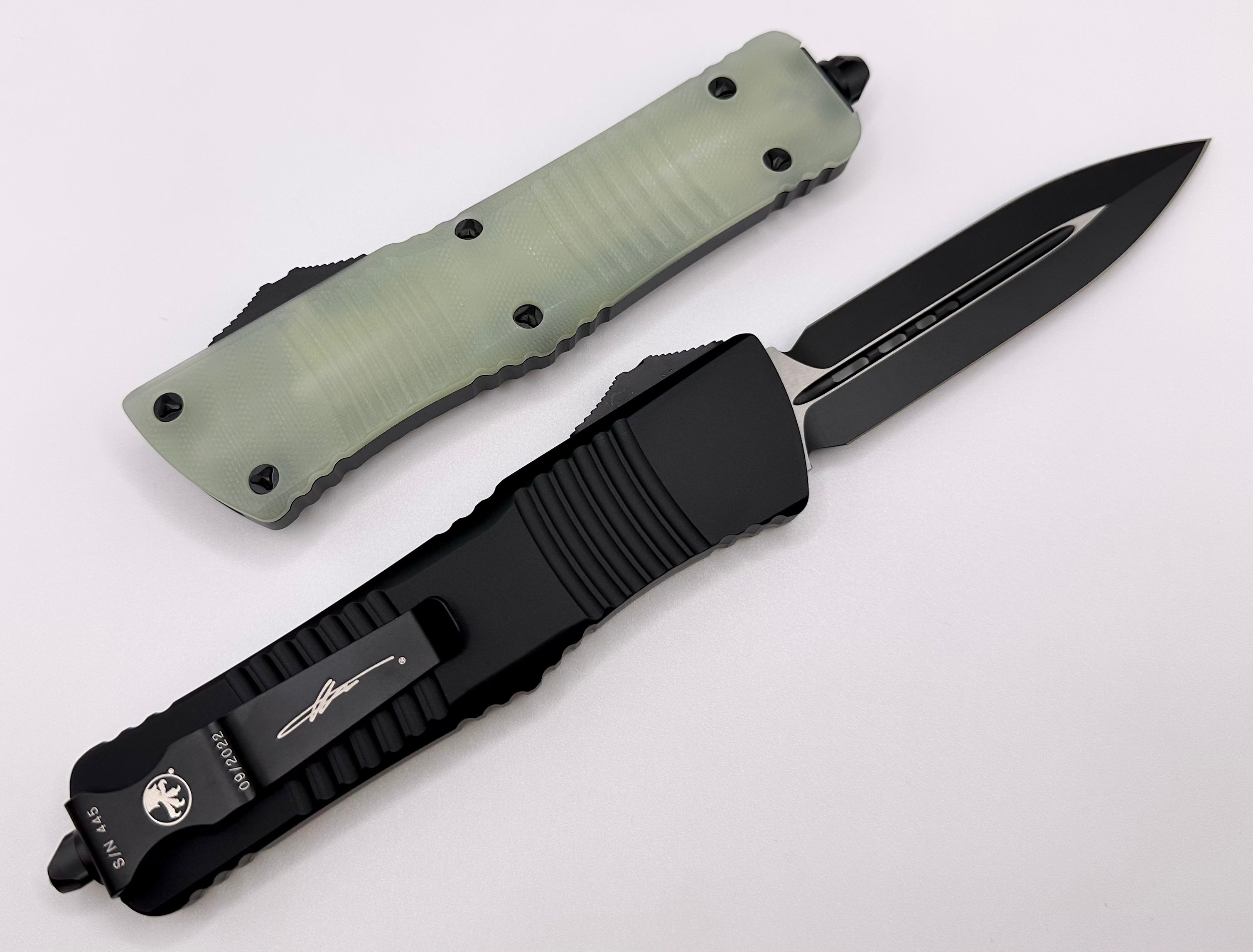 Microtech Combat Troodon Premium Tactical OTF Knife - Black & Jade Green Signature Series