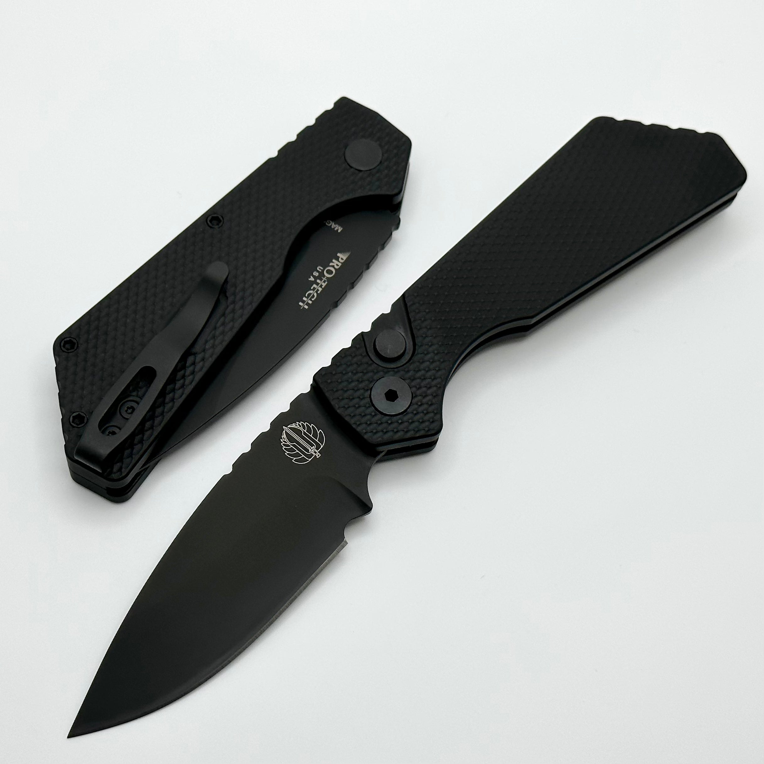 Pro-Tech PT Plus Premium Tactical Knife - Black Aluminum Handle & DLC MagnaCut Blade