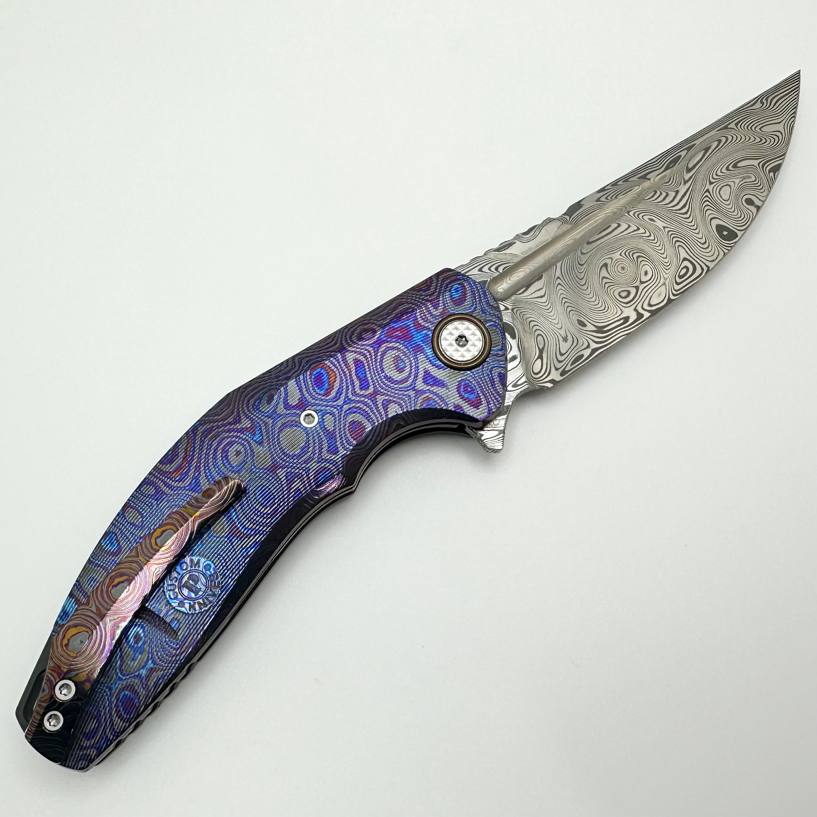 Premium Custom Knife Factory Marauder: ZircuTi Scales & Damasteel Blade Showpiece