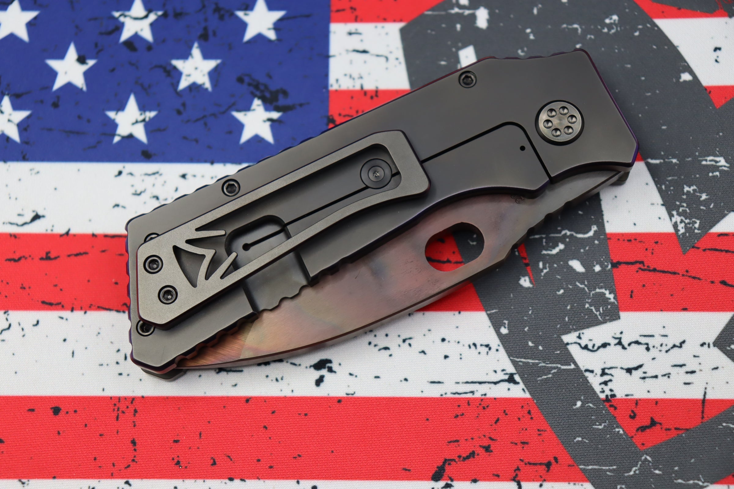 Medford TFF-1 Fat Daddy S35VN Tactical Knife - Premium PVD Finish with Violet Pinstriped Handles