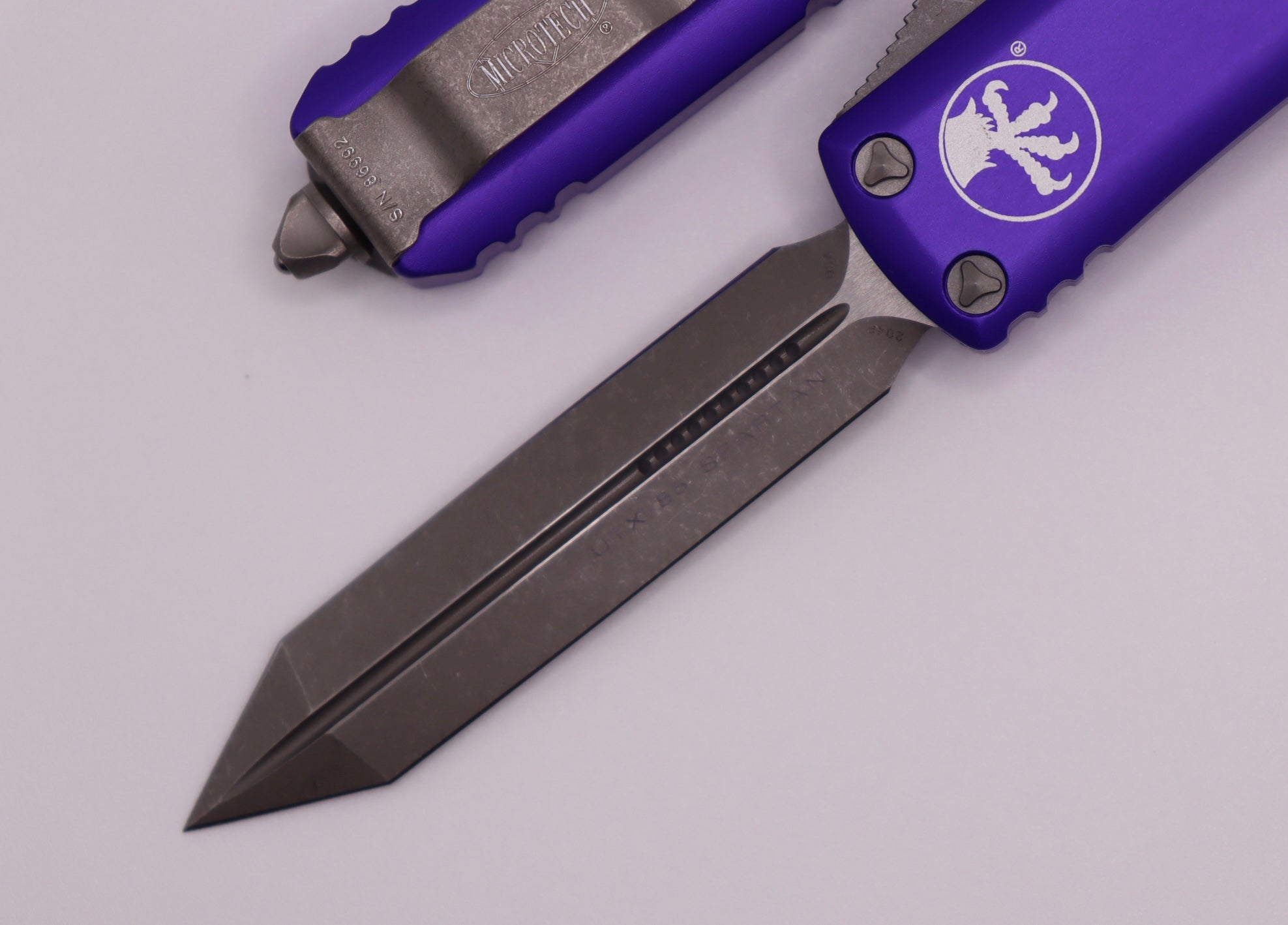Microtech UTX-85 Spartan Apocalyptic EDC Knife - Premium Purple Finish