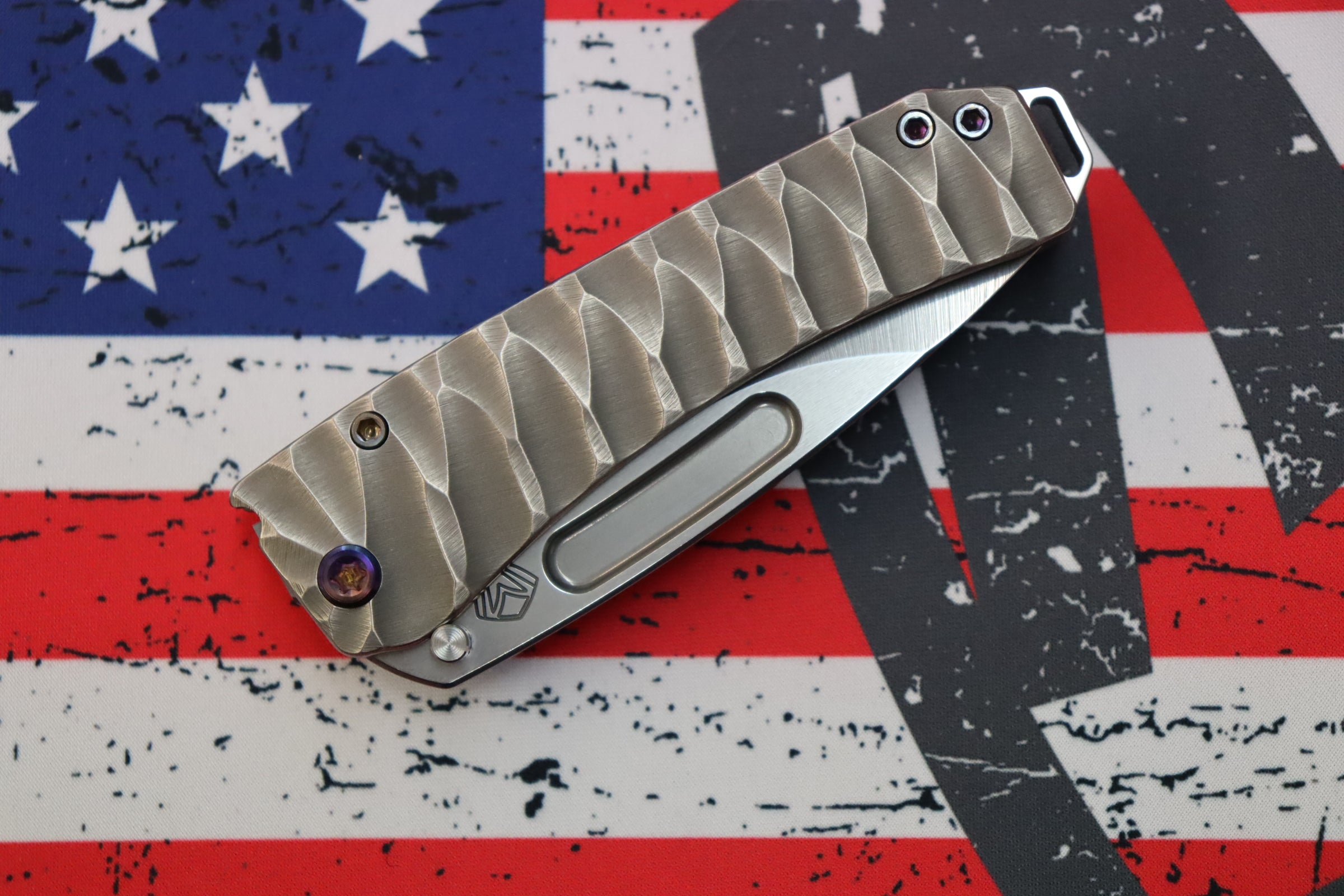 Medford Midi Marauder Tumbled S35VN Drop Point Knife - Premium Titanium Handles & Flamed Hardware