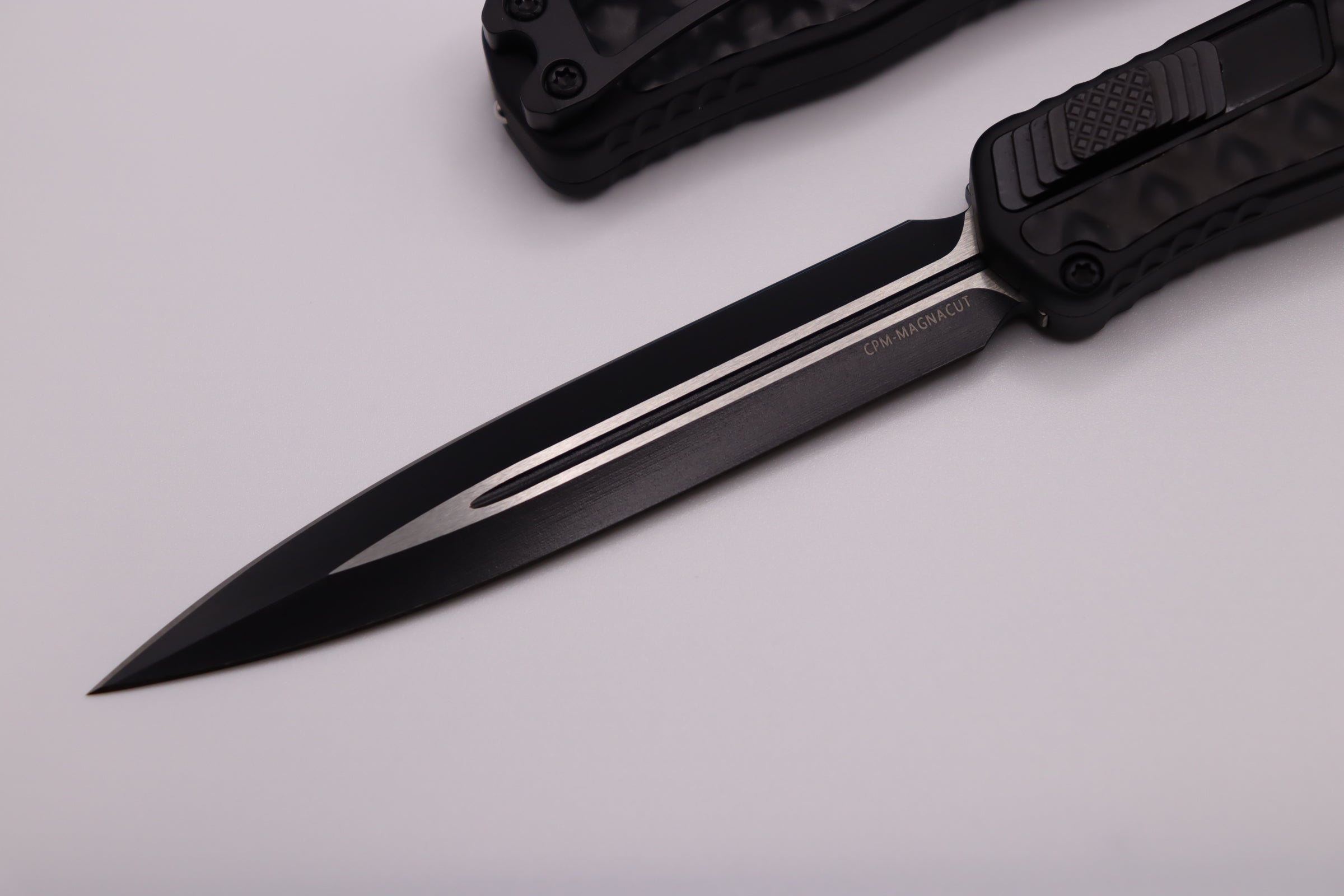 Heretic Knives Cleric II Premium Tactical Double Edge Knife - Black & Stainless Magnacut Blade