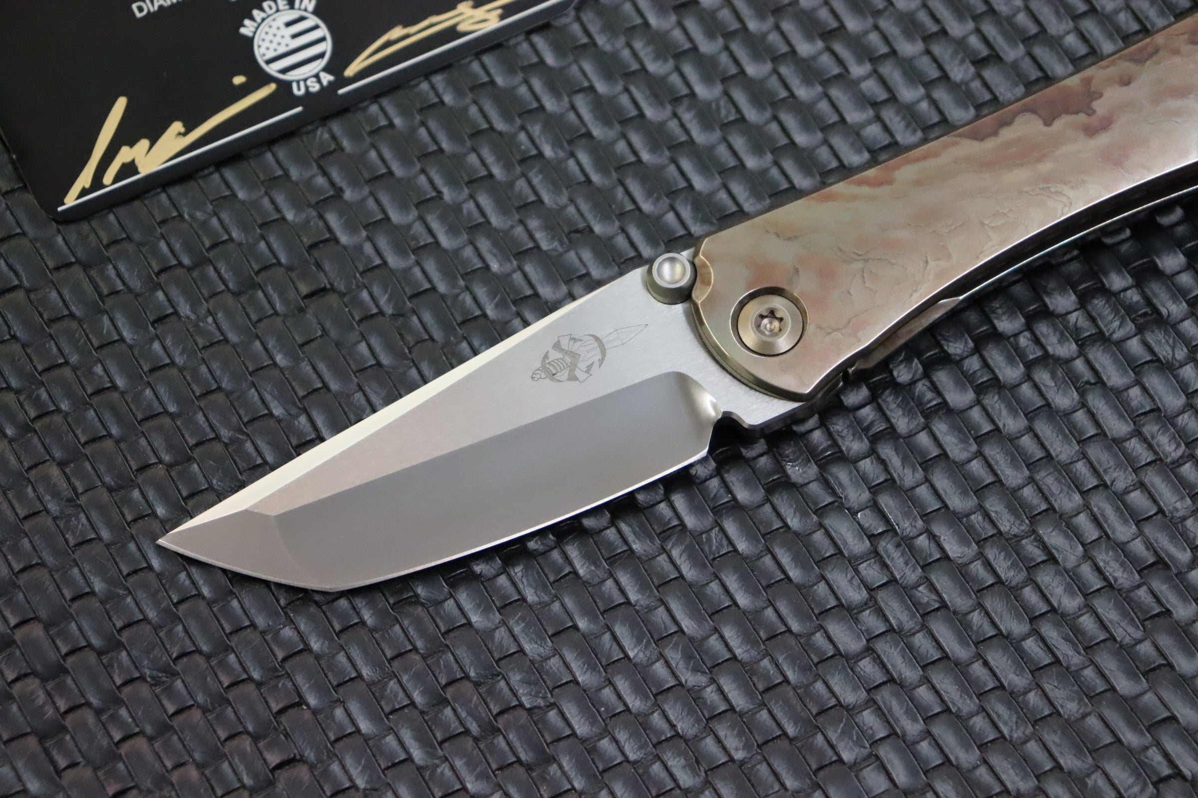 Premium Marfione x Borka Blades SBTF Collaboration Knife - Diamond Polished M390 Blade & Bloodwash Scales