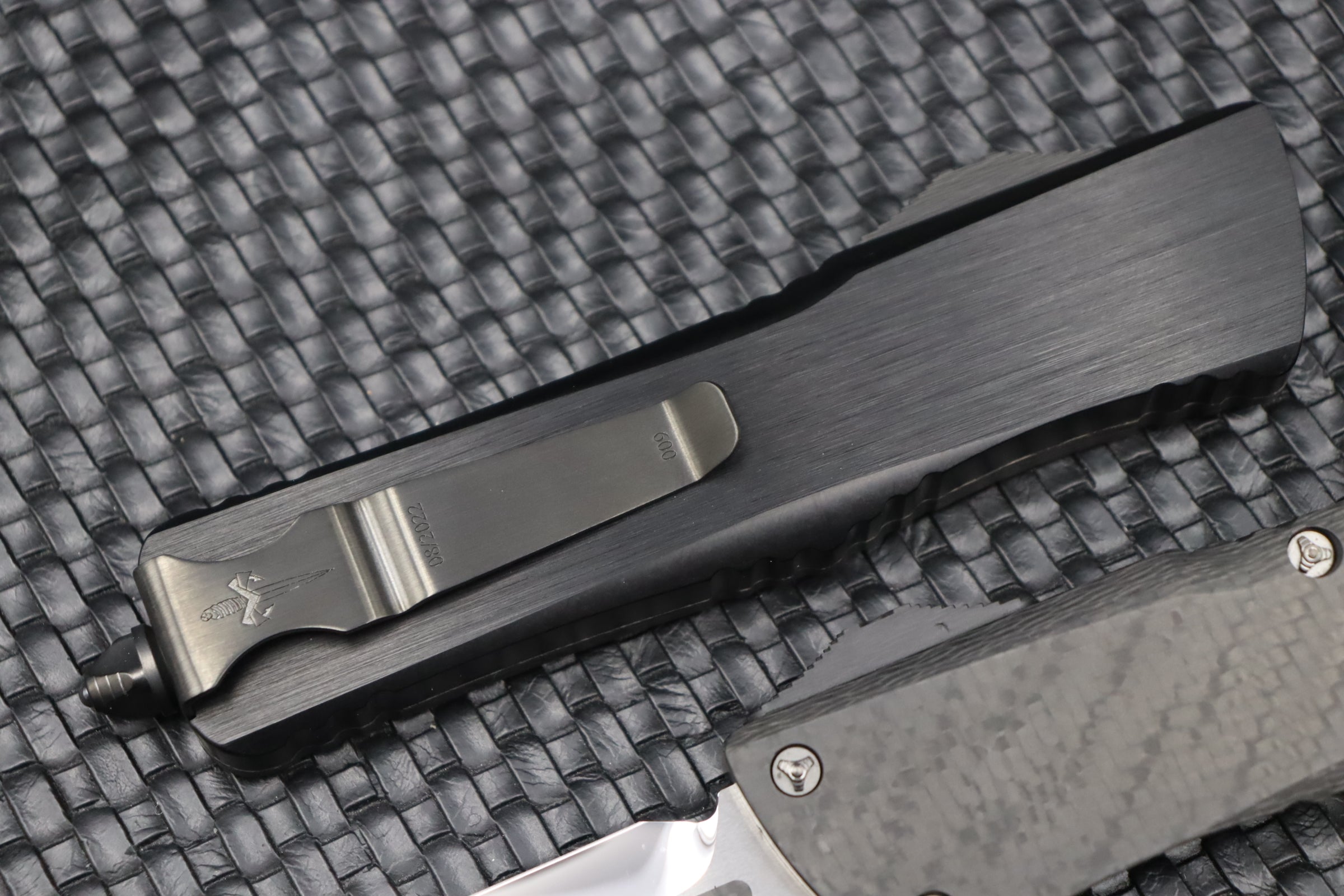 Ultimate Marfione Custom Combat Troodon OTF Knife - Mirror Polish, Carbon Fiber Inlays & DLC Hardware