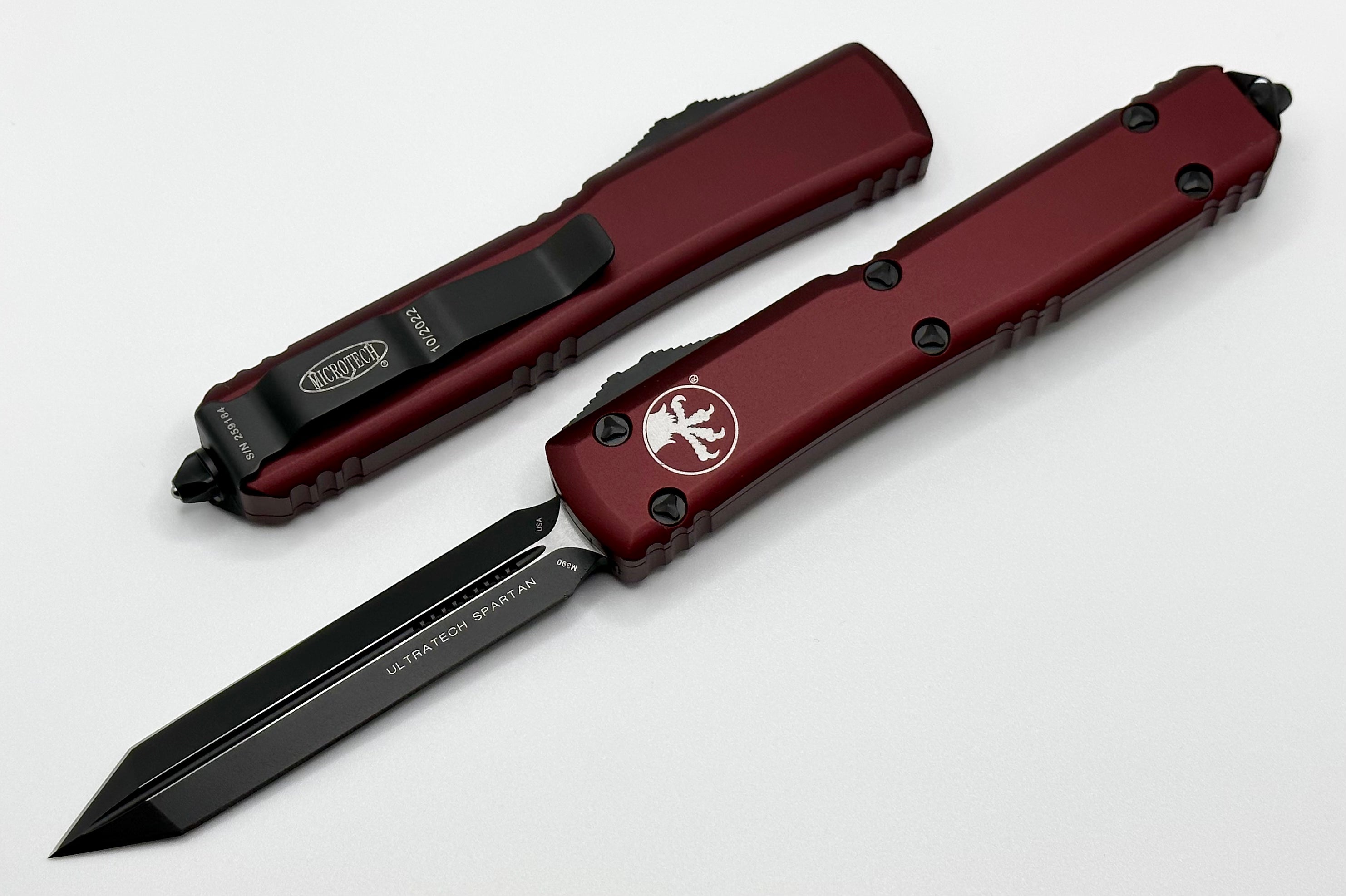 Microtech Ultratech Spartan Premium OTF Knife - Merlot & Black