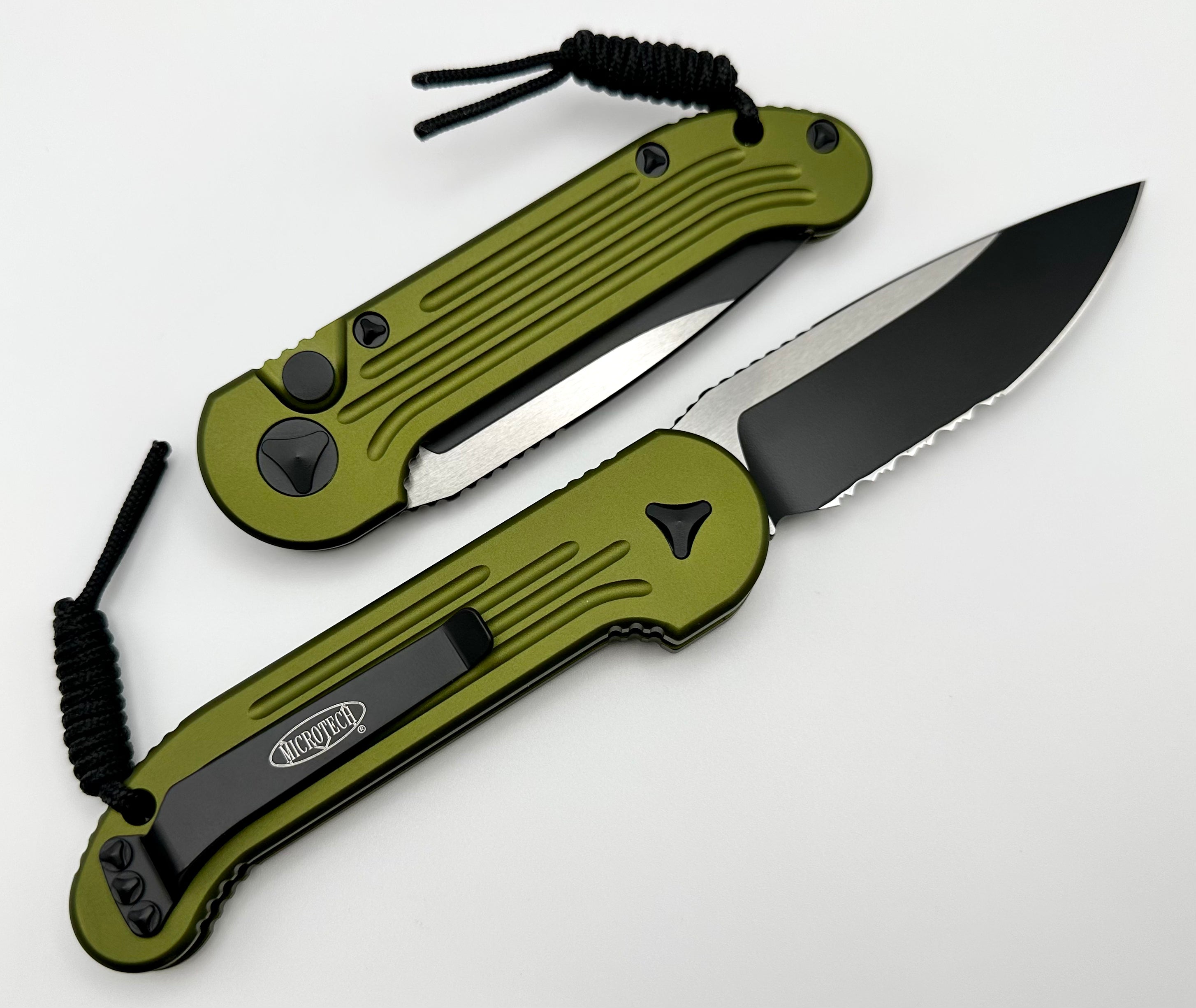 Microtech L.U.D.T Tactical Folding Knife - OD Green & Black Partial Serrated