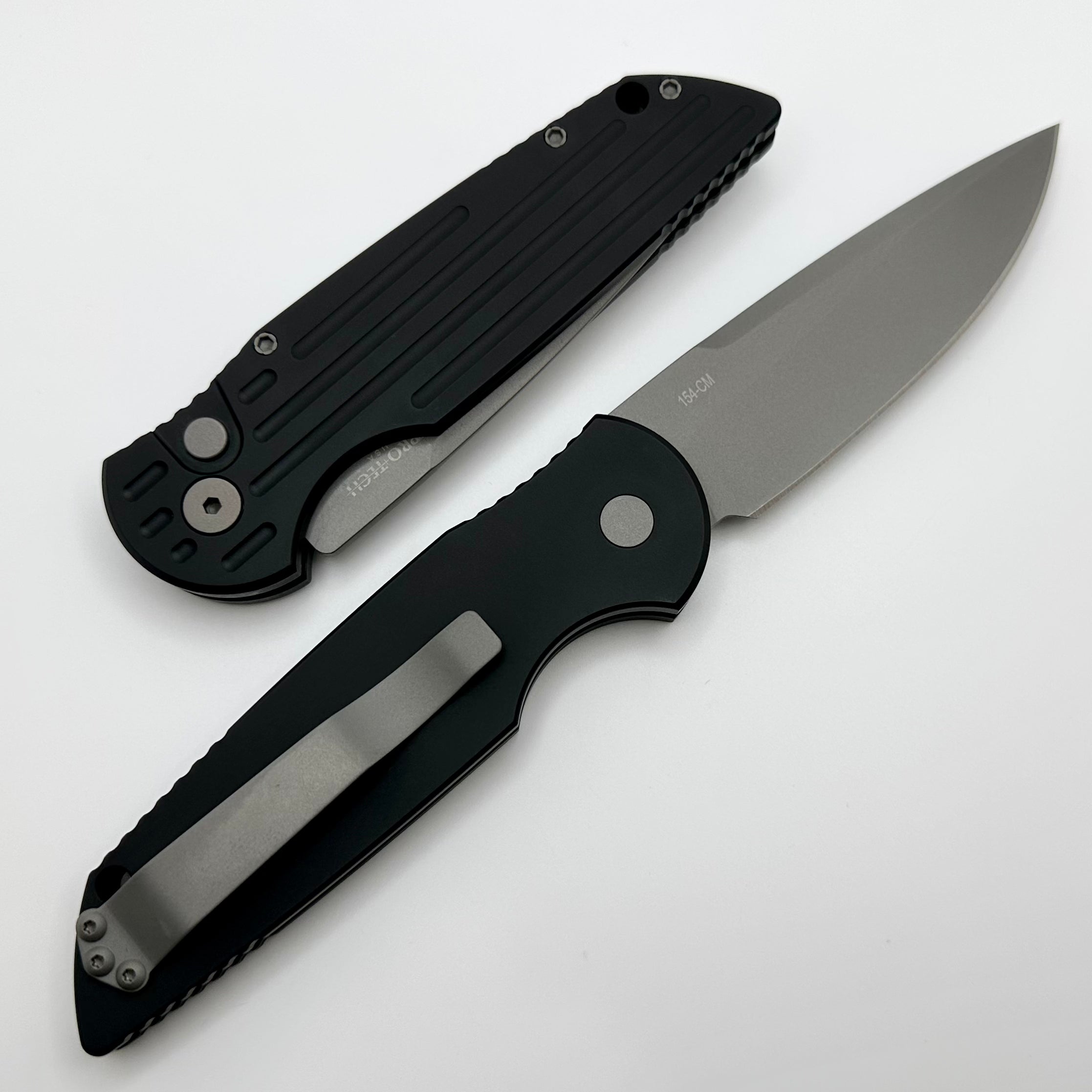 Pro-Tech TR-3 Ultimate Tactical Knife - Black Grooved Handle & 154-CM Blade