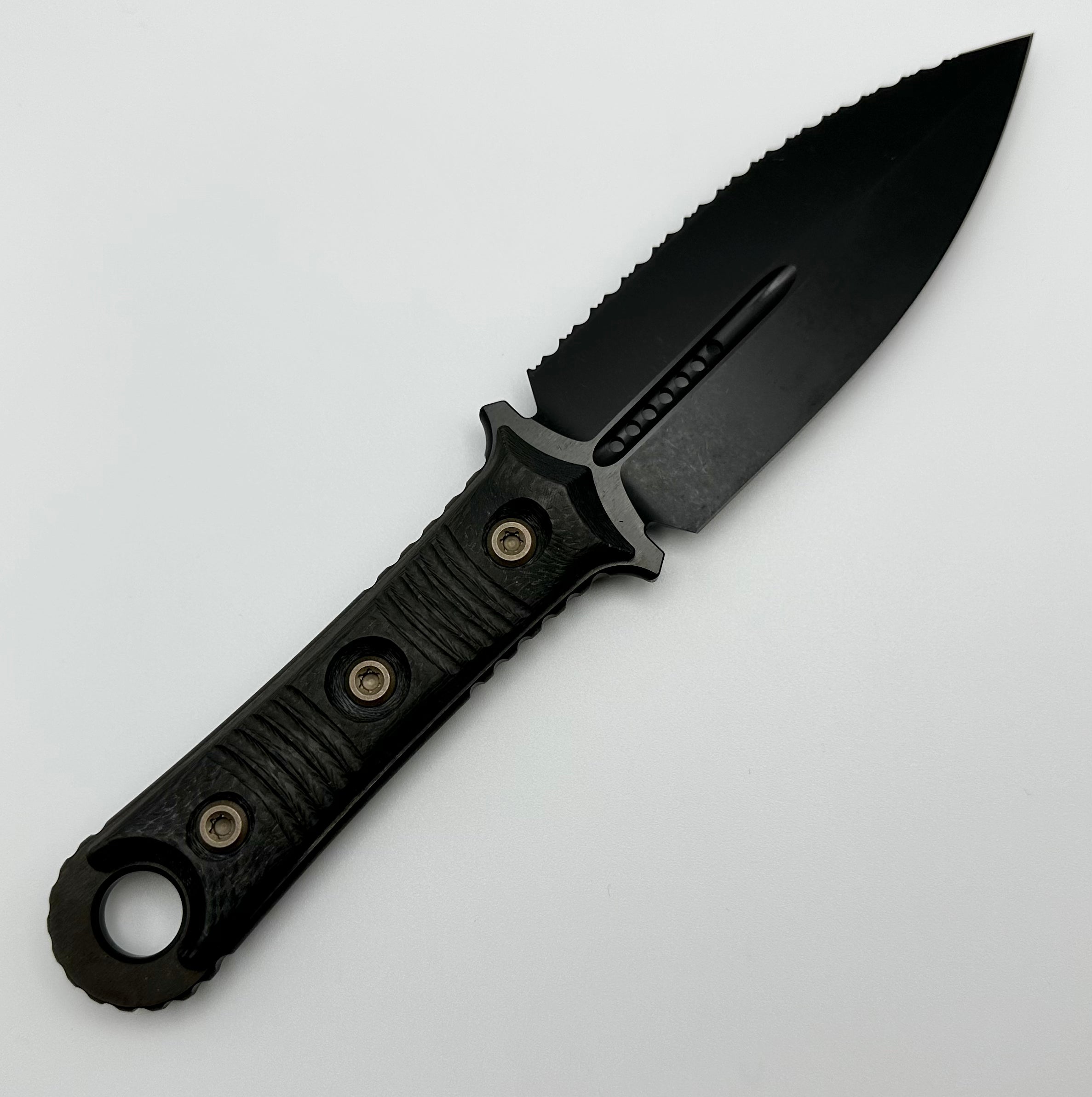 Microtech SBD DLC Carbon Fiber Serrated Knife - Ultimate Tactical Blade