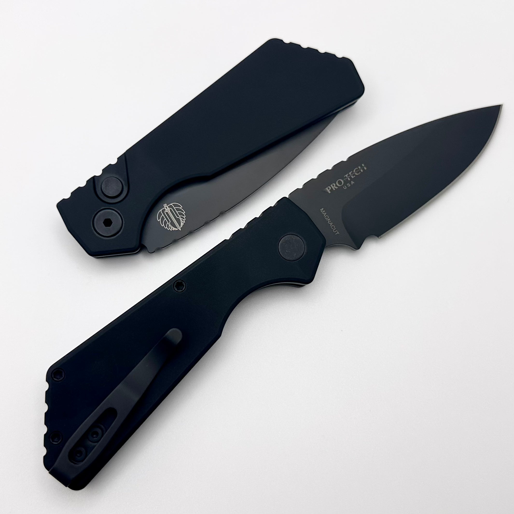 Premium Pro-Tech PT Plus Knife - Black Aluminum Handle & DLC MagnaCut Blade