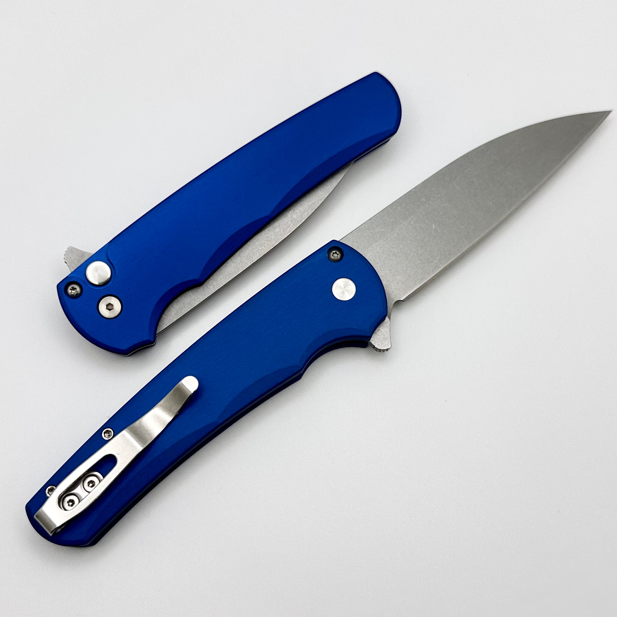 Pro-Tech Malibu Premium Wharncliffe Knife - Smooth Blue Handle & MagnaCut Blade