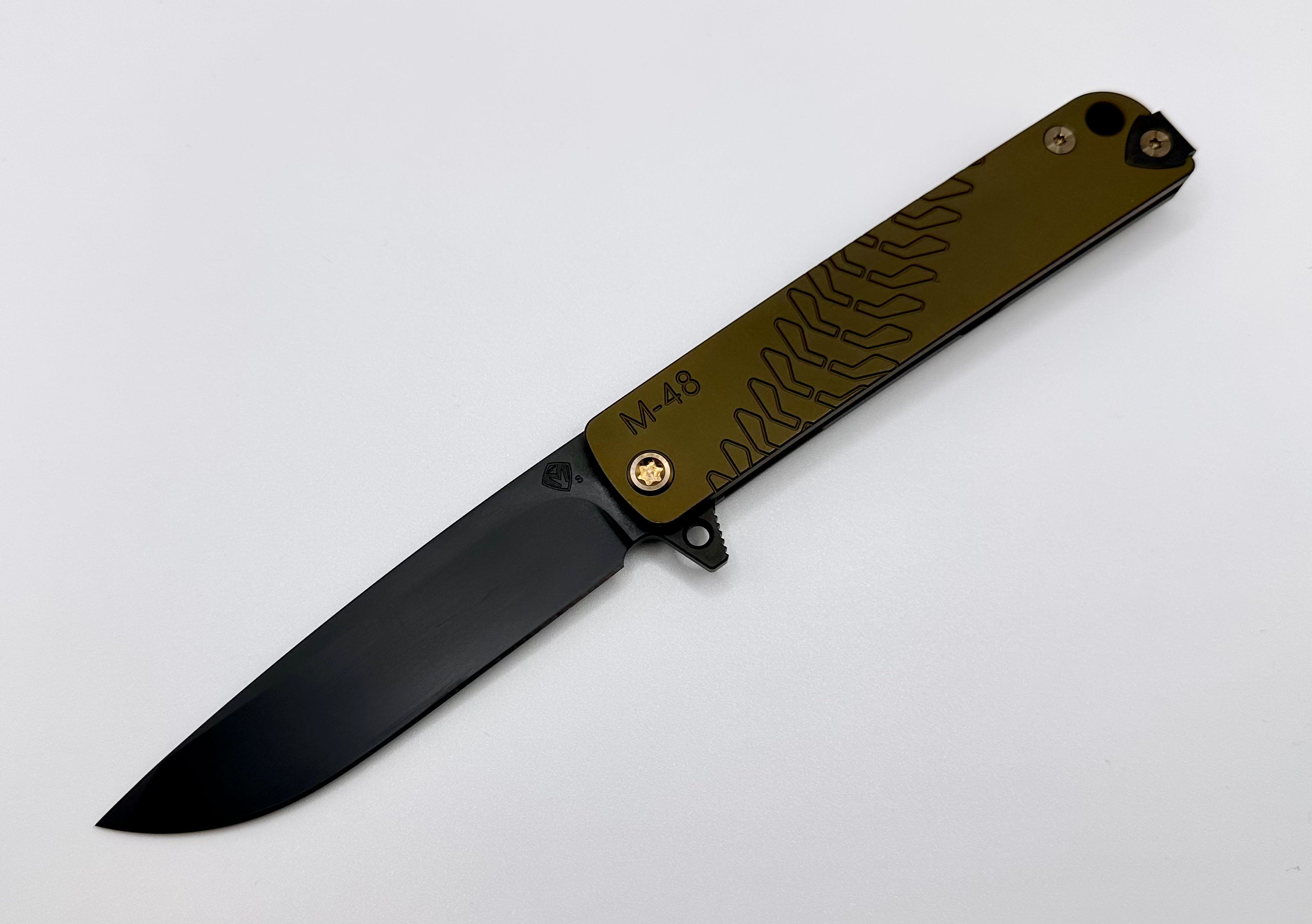 Medford M-48 PVD Tactical Knife - Mustard Green Aluminum Handle with Premium PVD Coating