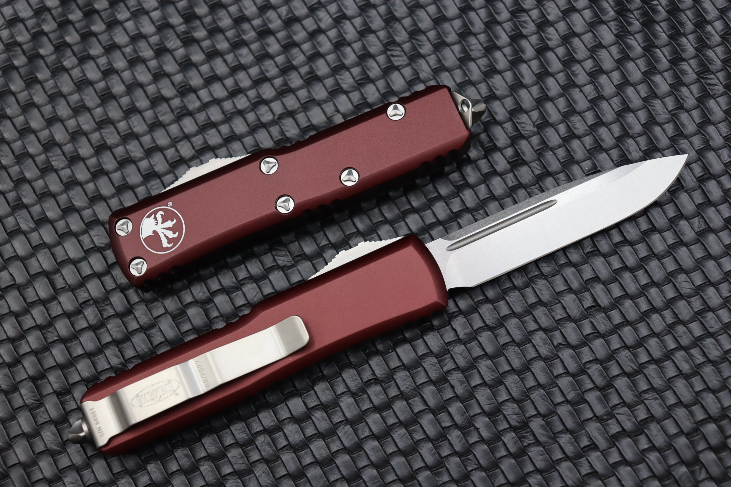 Microtech UTX-85 Premium EDC Knife - Stonewash & Merlot Edition