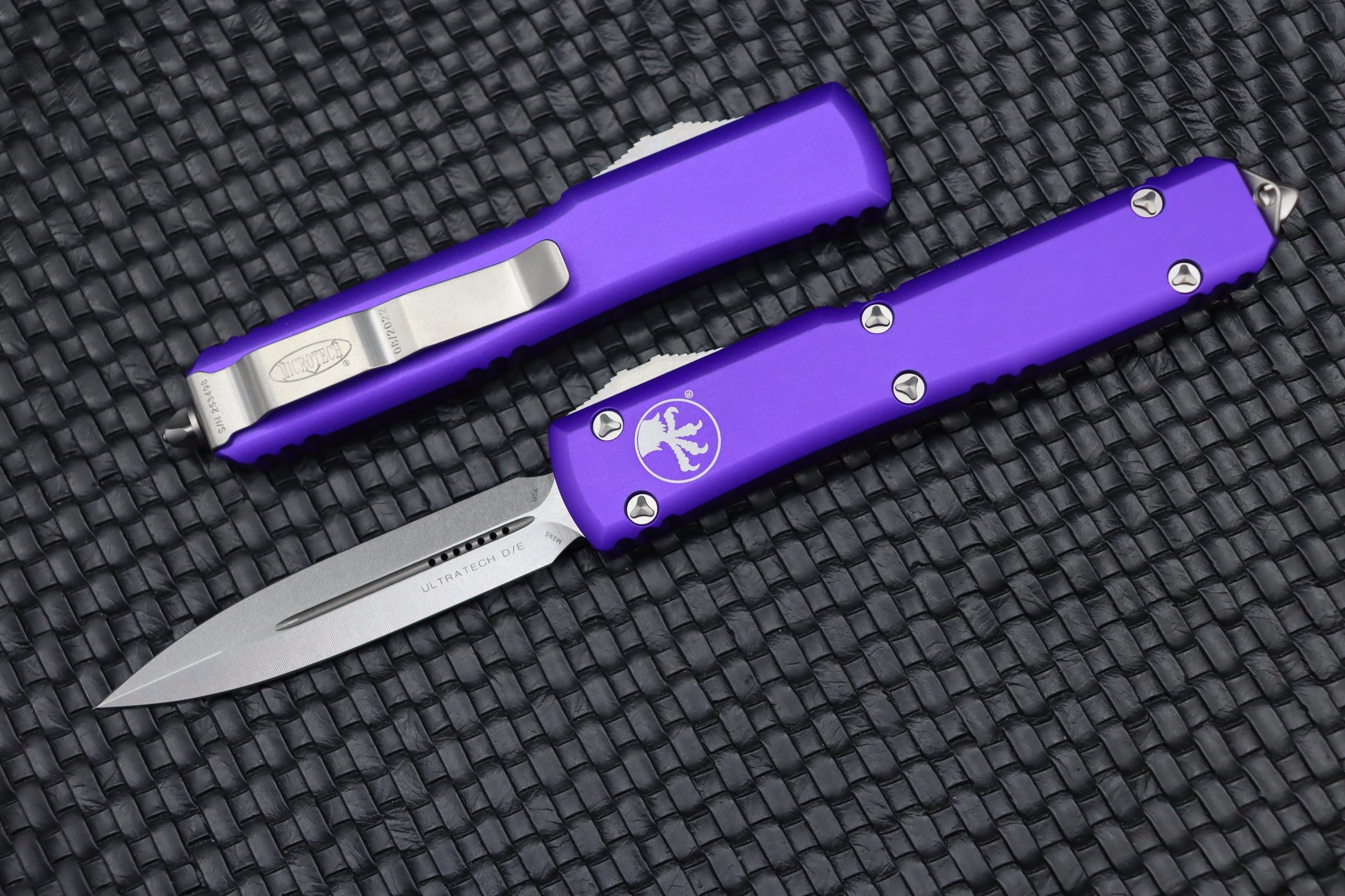 Microtech Ultratech D/E Double Edge Stonewash & Purple - Ultimate Tactical Knife