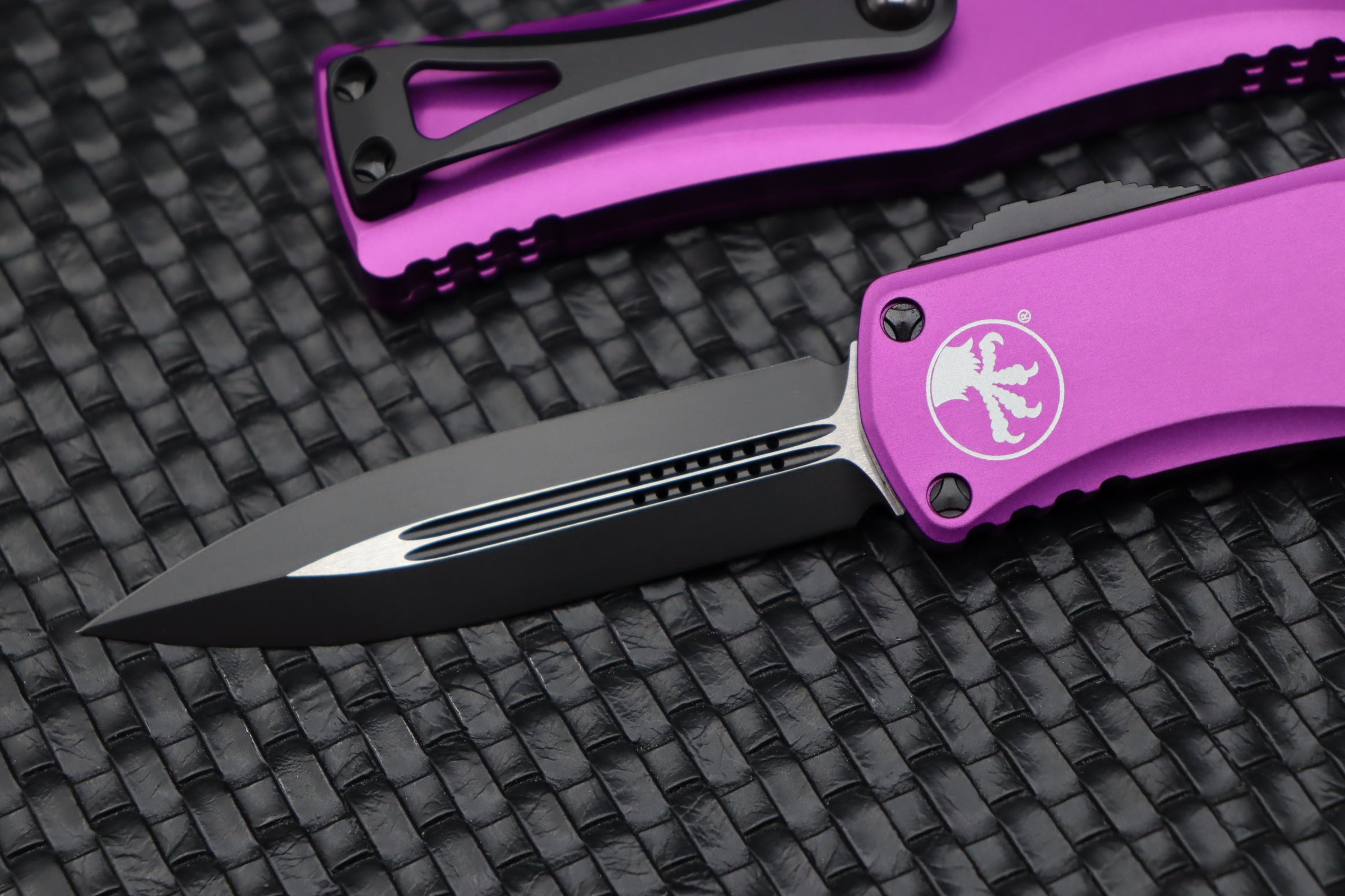 Microtech Hera Double Edge Tactical Knife - Black & Violet