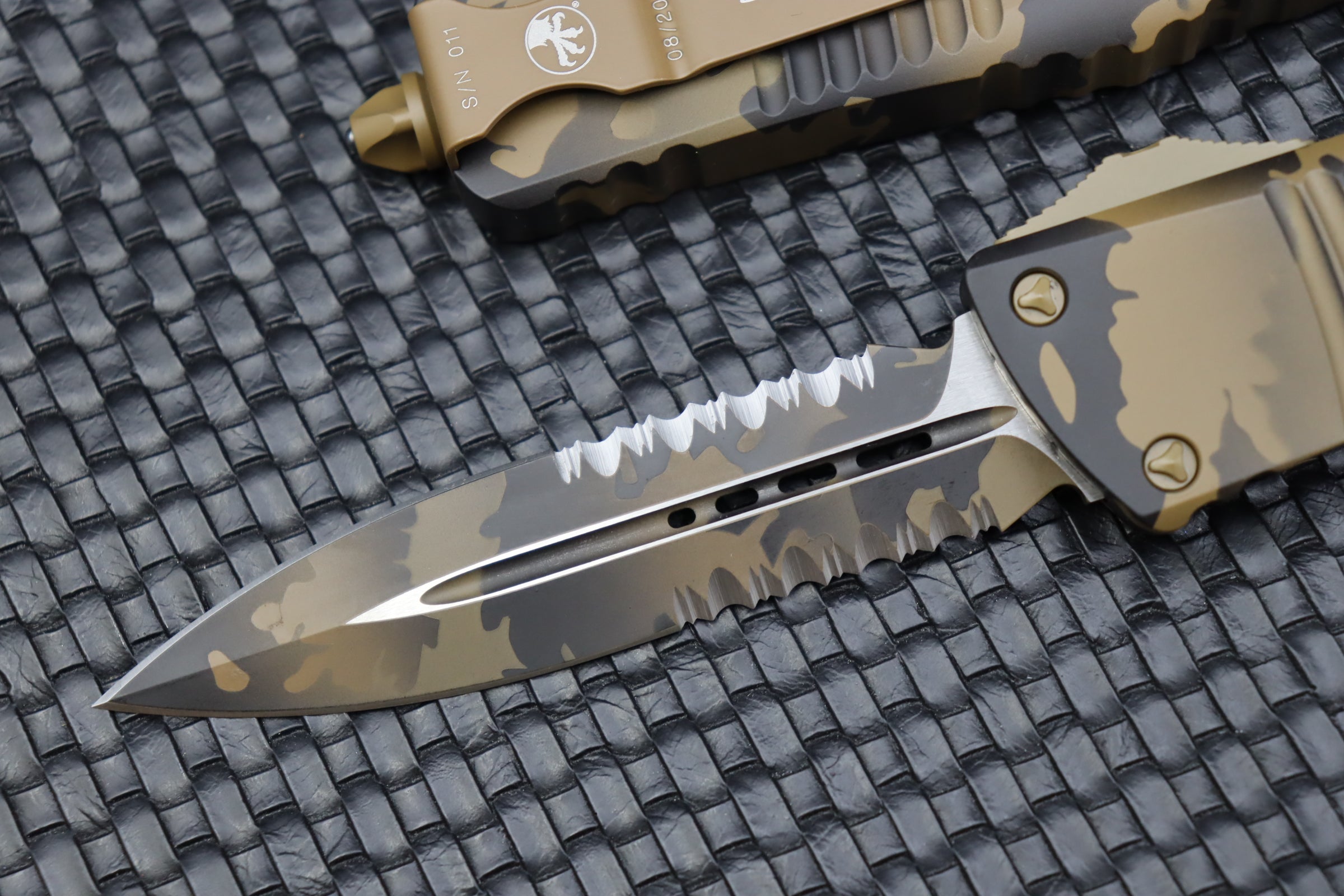 Microtech Combat Troodon Coyote Camo Double Edge Automatic Knife - Premium Tactical EDC