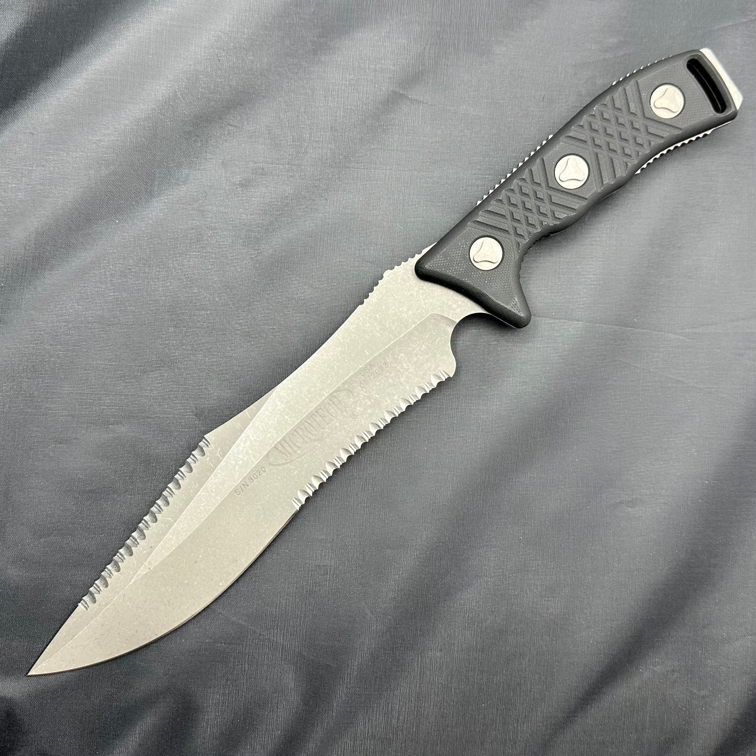 Microtech Arbiter Apocalyptic Premium Full Serrated Fixed Blade Knife