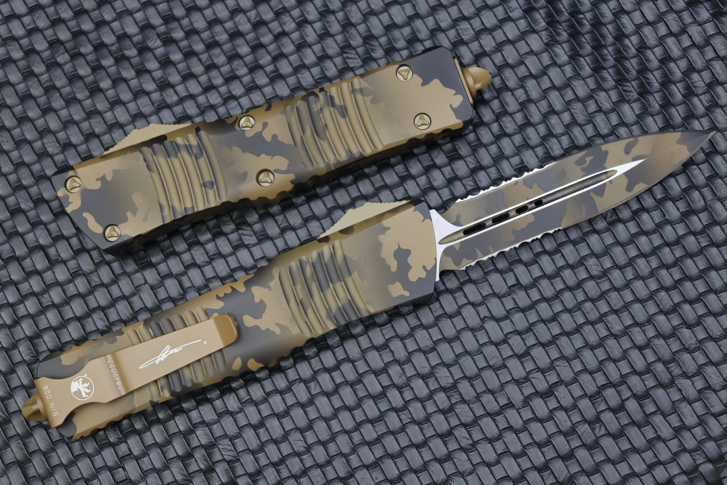 Microtech Combat Troodon Coyote Camo Double Edge Automatic Knife - Premium Tactical EDC