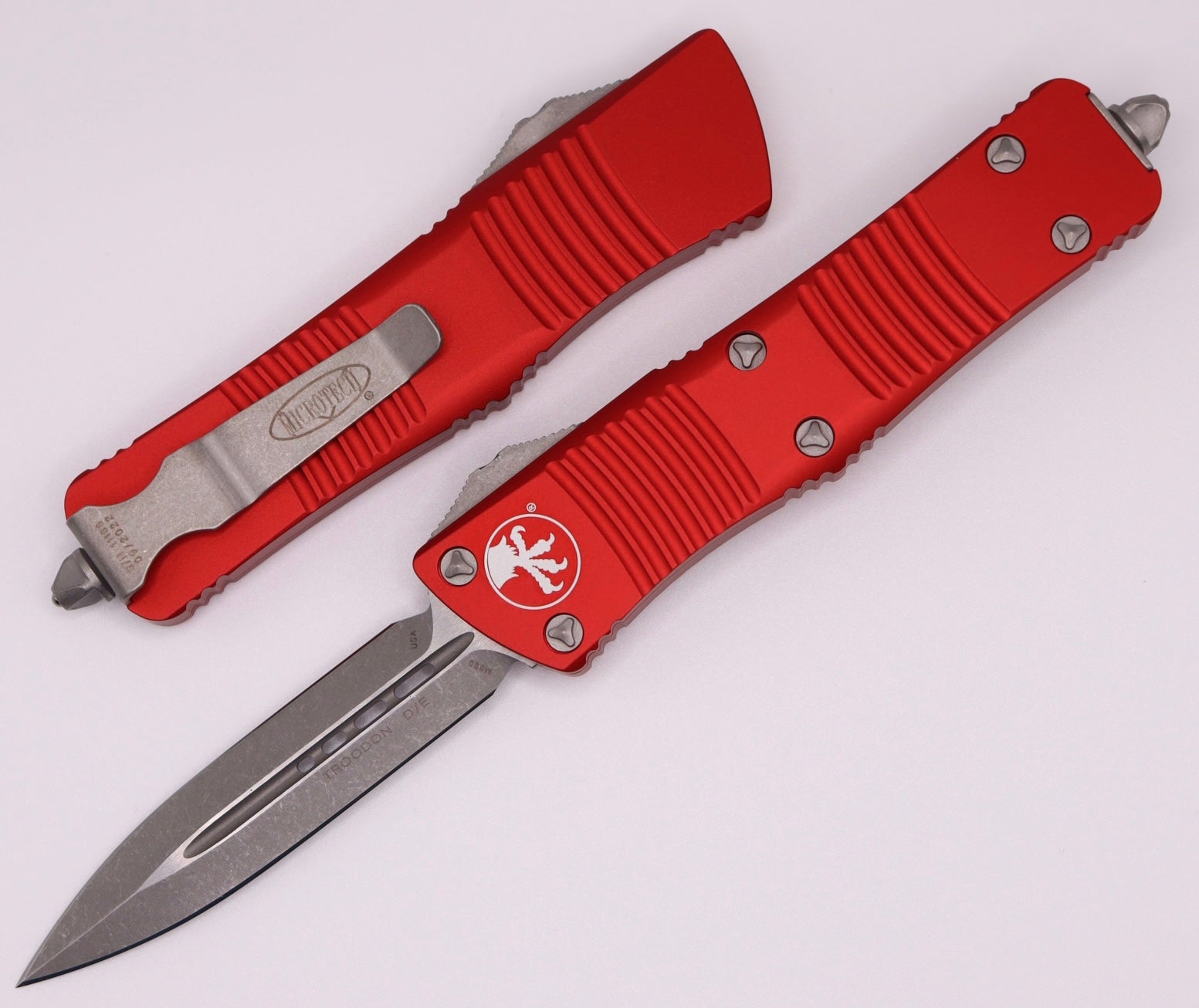 Microtech Troodon Double Edge Apocalyptic Standard & Red - Ultimate Tactical OTF Knife