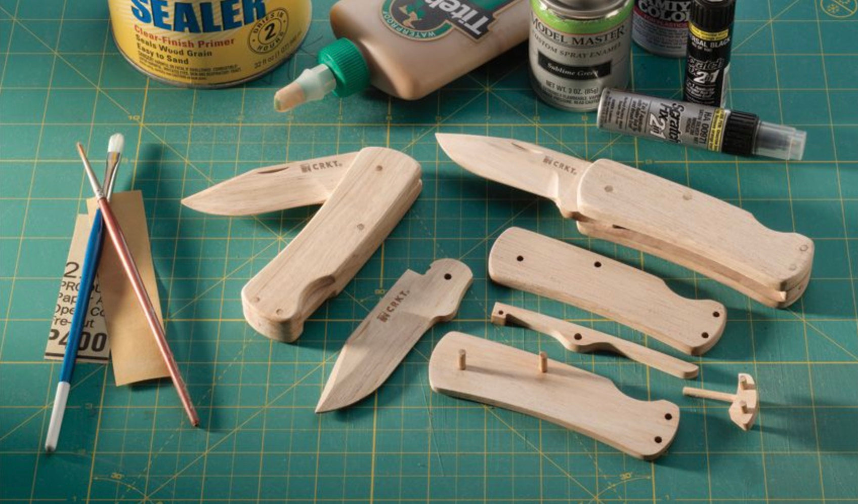 CRKT Ultimate Wooden Knife Kit 1032 - Premium DIY Lockback Folding Knife