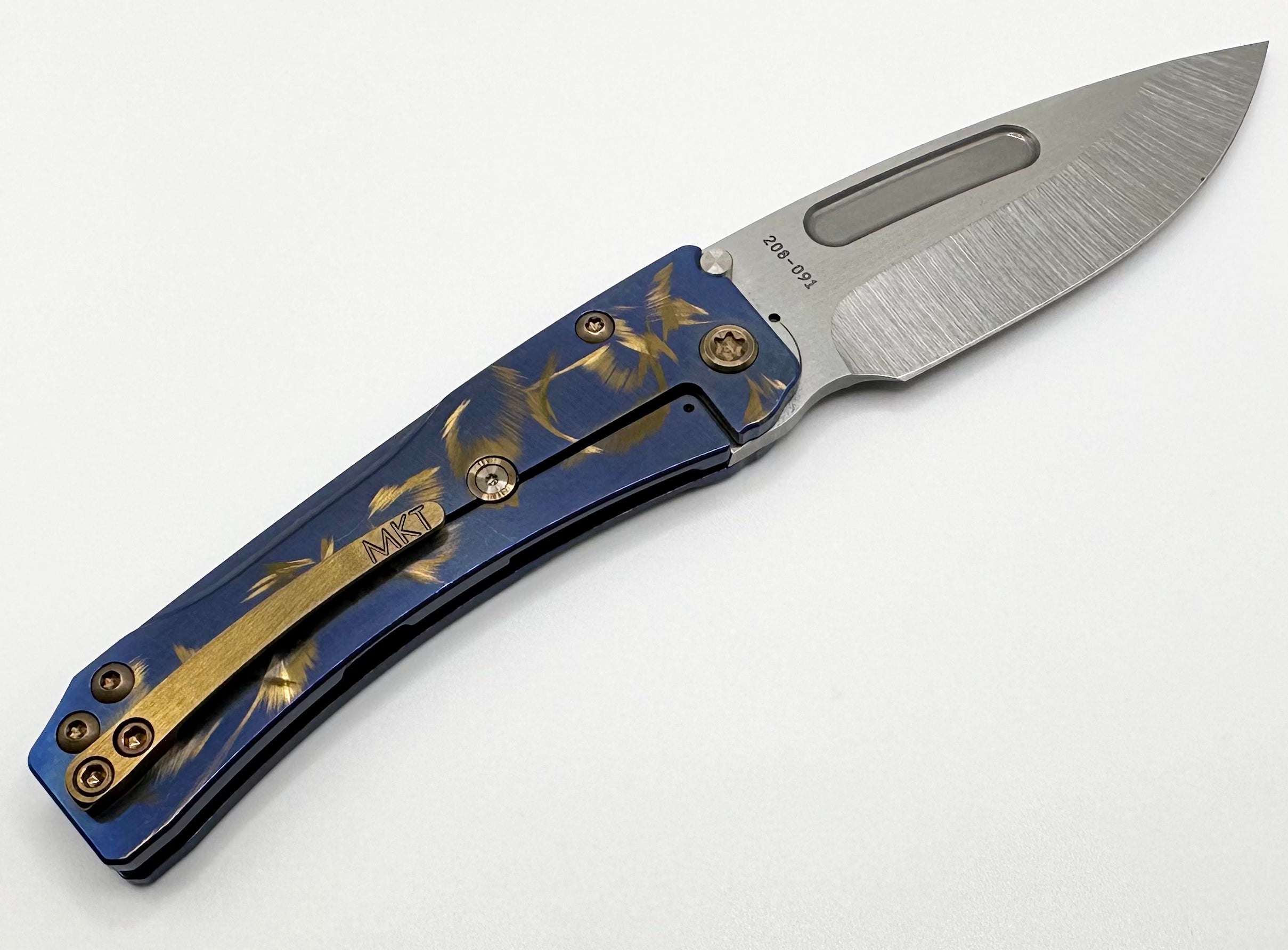 Medford Slim Midi S45 Drop Point Knife - Blue/Bronze Birds of Paradise Handle with Bronze Hardware