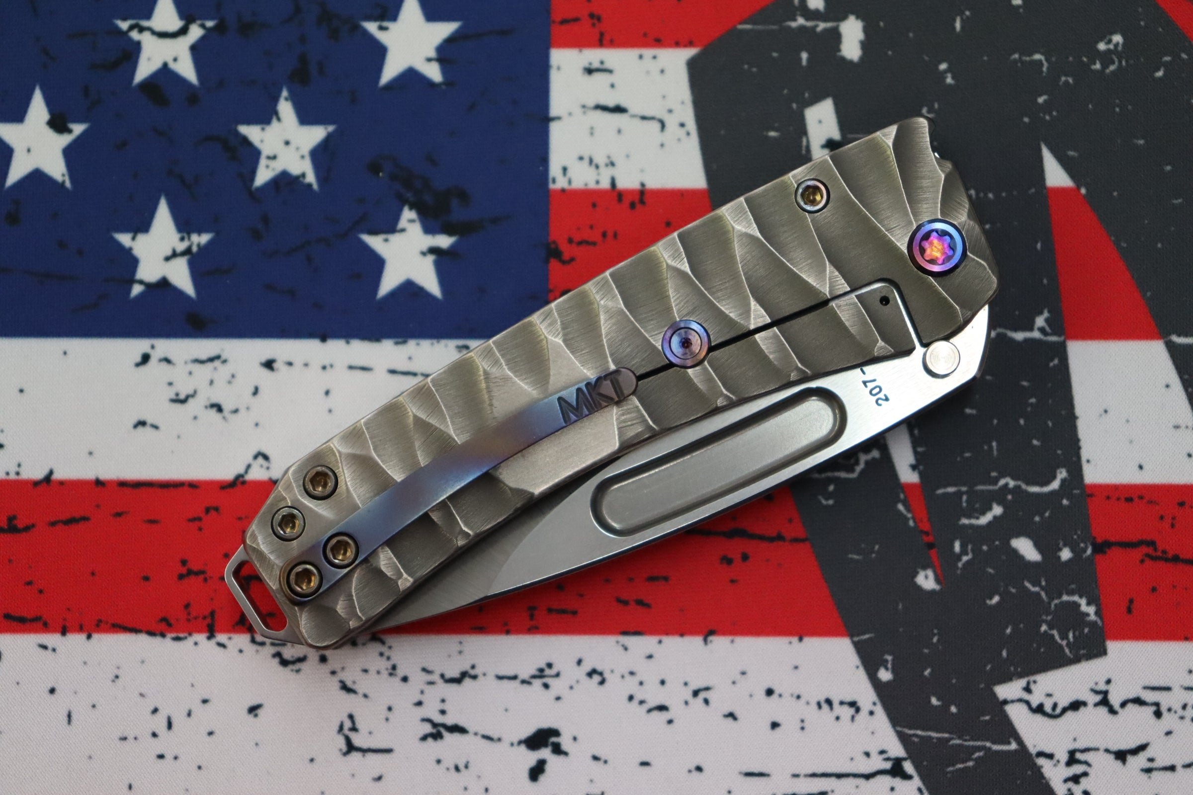 Medford Midi Marauder Tumbled S35VN Drop Point Knife - Premium Titanium Handles & Flamed Hardware