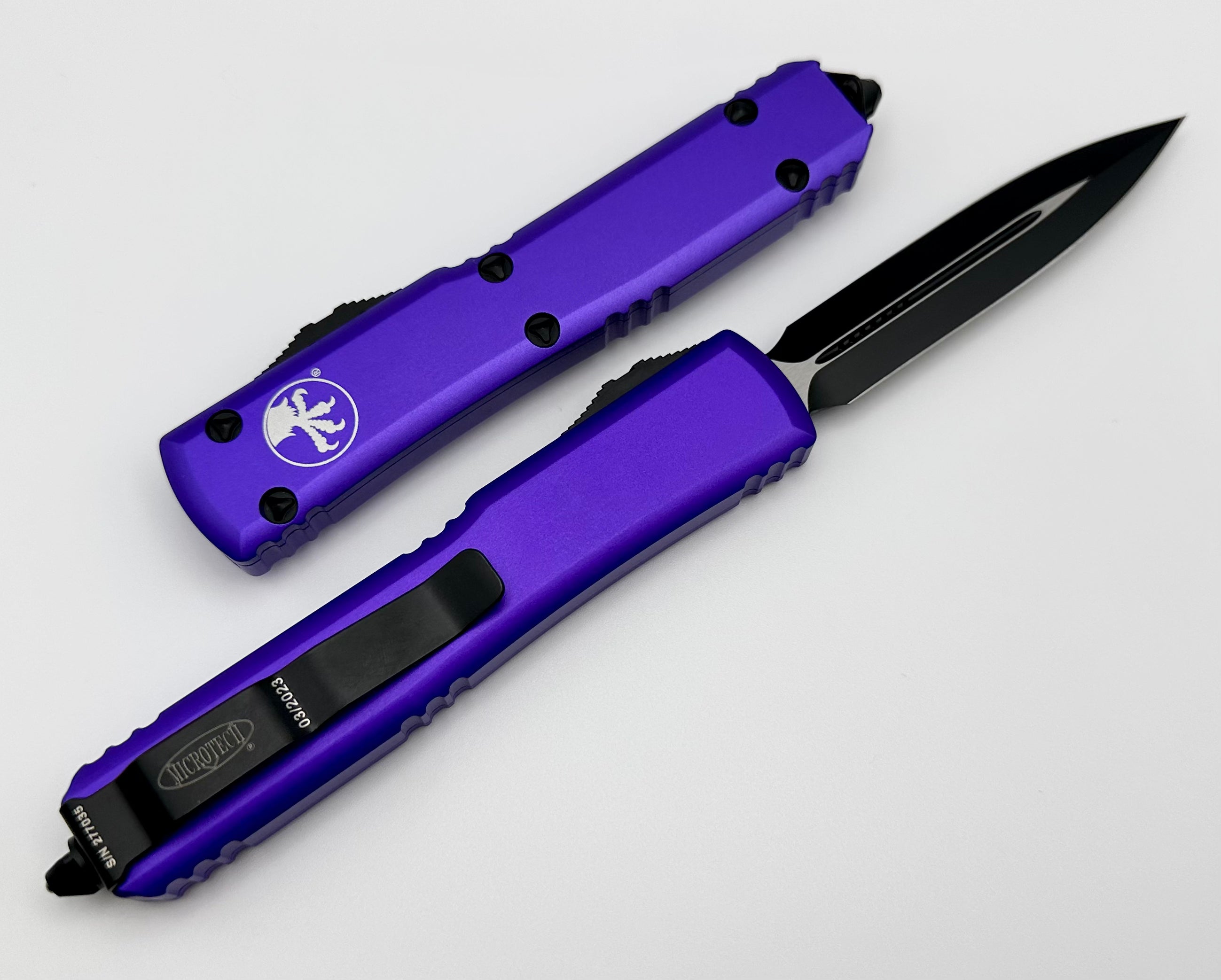 Microtech Ultratech Premium Black Double Edge with Purple Accents