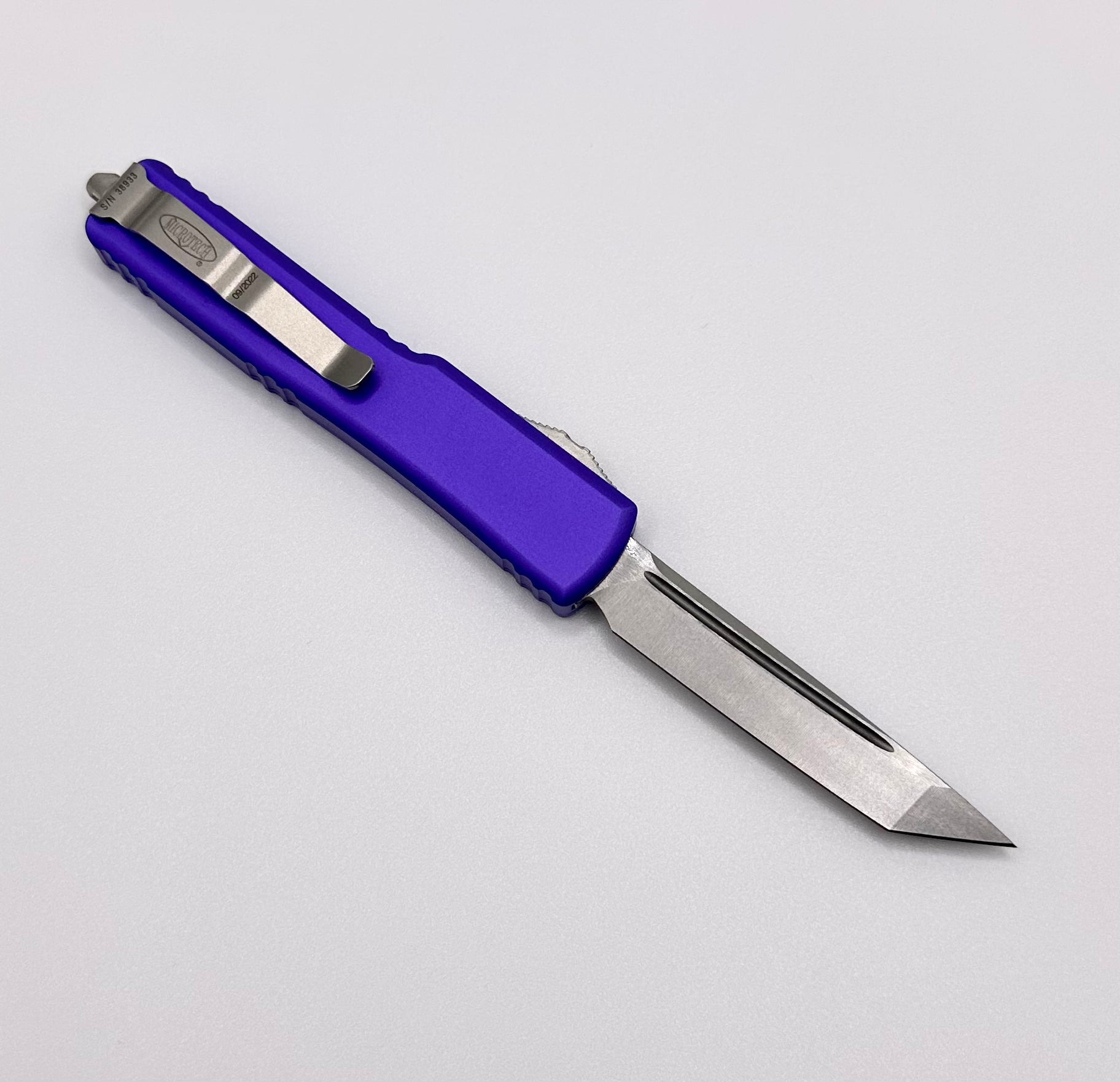 Premium Microtech UTX-70 Tanto Edge Knife - Stonewash & Purple Finish