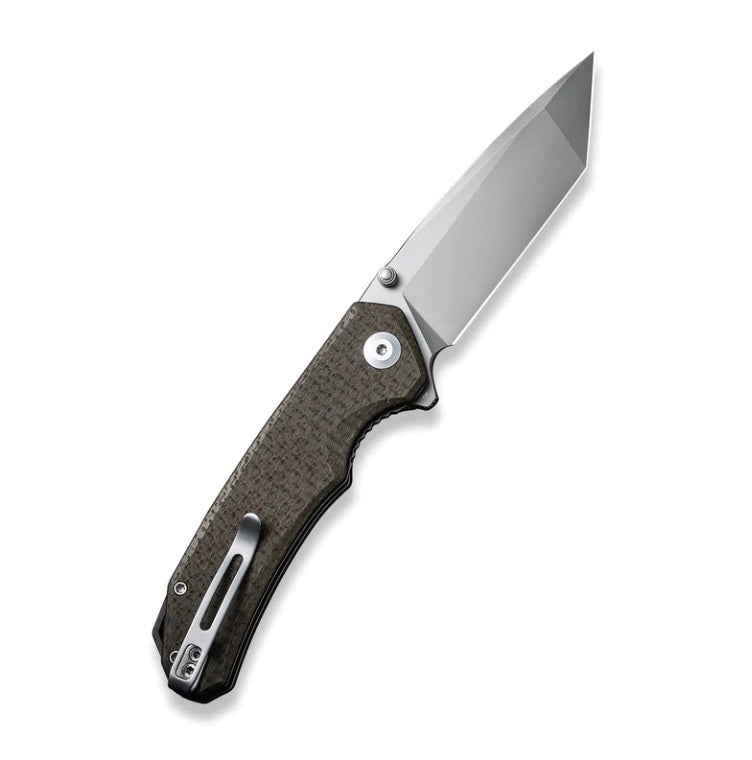 Civivi Brazen Flipper Knife - Premium Brown Micarta Handle & Bead Blasted Tanto D2 Blade