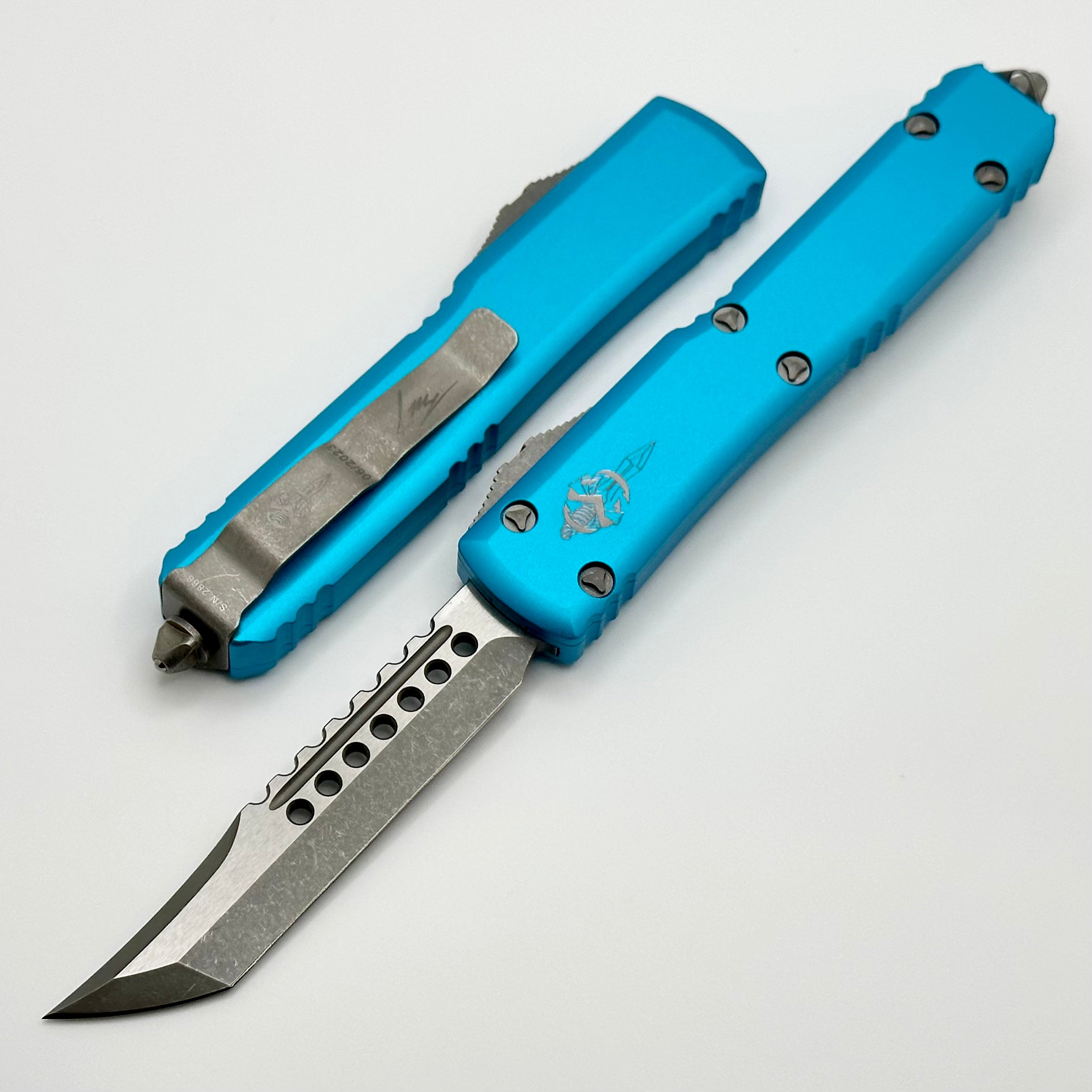 Premium Microtech Ultratech Hellhound Apocalyptic OTF Knife - Turquoise Signature Series