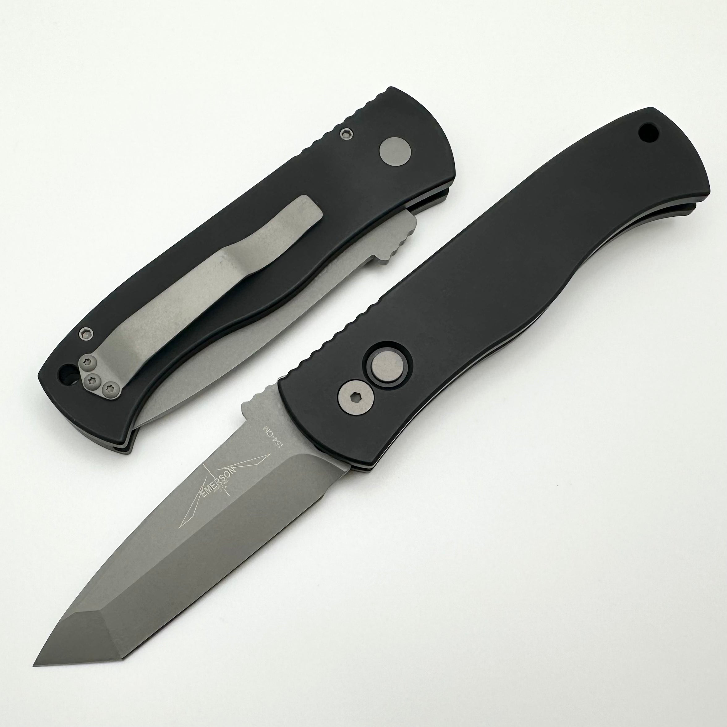 Pro-Tech Emerson CQC7 Tanto Tactical Knife - Black Handle & Blasted Blade