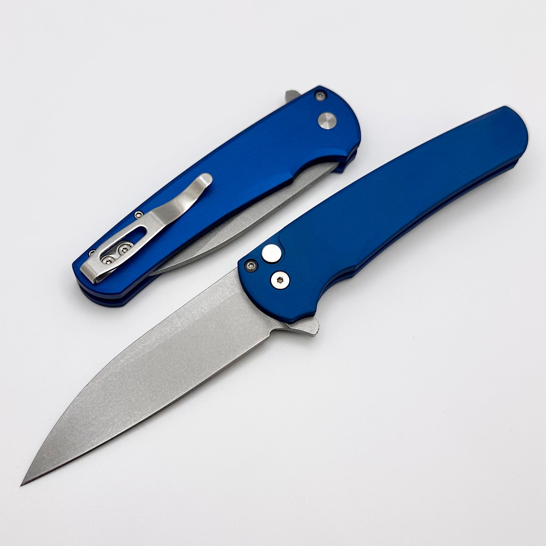 Pro-Tech Malibu Premium Wharncliffe Knife - Smooth Blue Handle & MagnaCut Blade