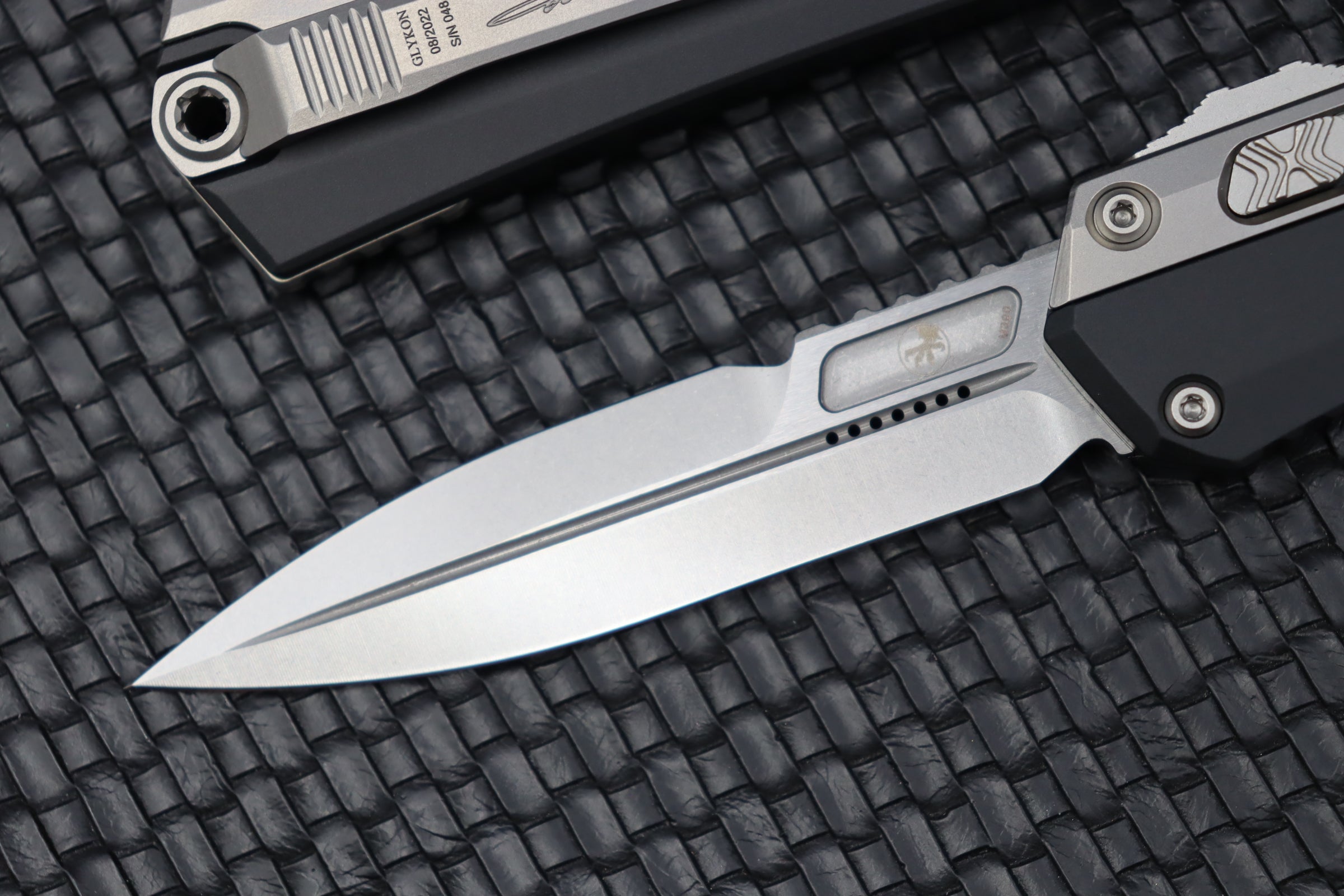 Microtech Glykon Signature Series Stonewash Bayonet - Premium M390 Blade & Titanium Handle