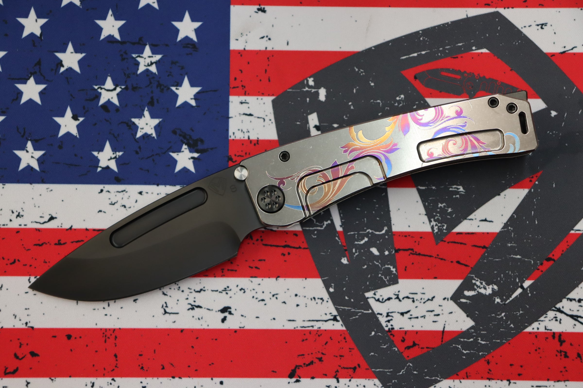 Medford Marauder H S35VN PVD Drop Point Tactical Knife with Premium Tumbled Filigree Handles