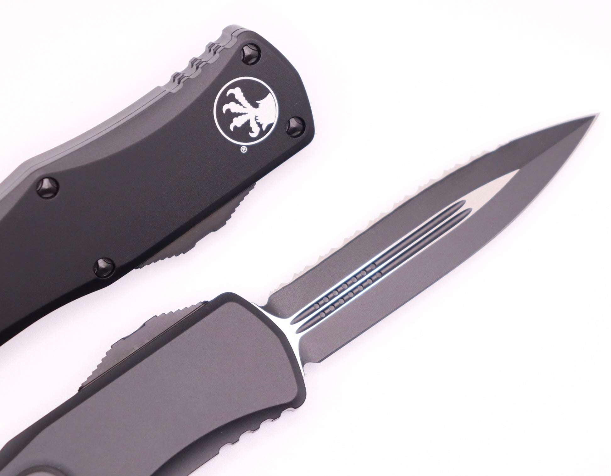 Microtech Hera Double Edge Tactical Knife - Premium Black Fully Serrated