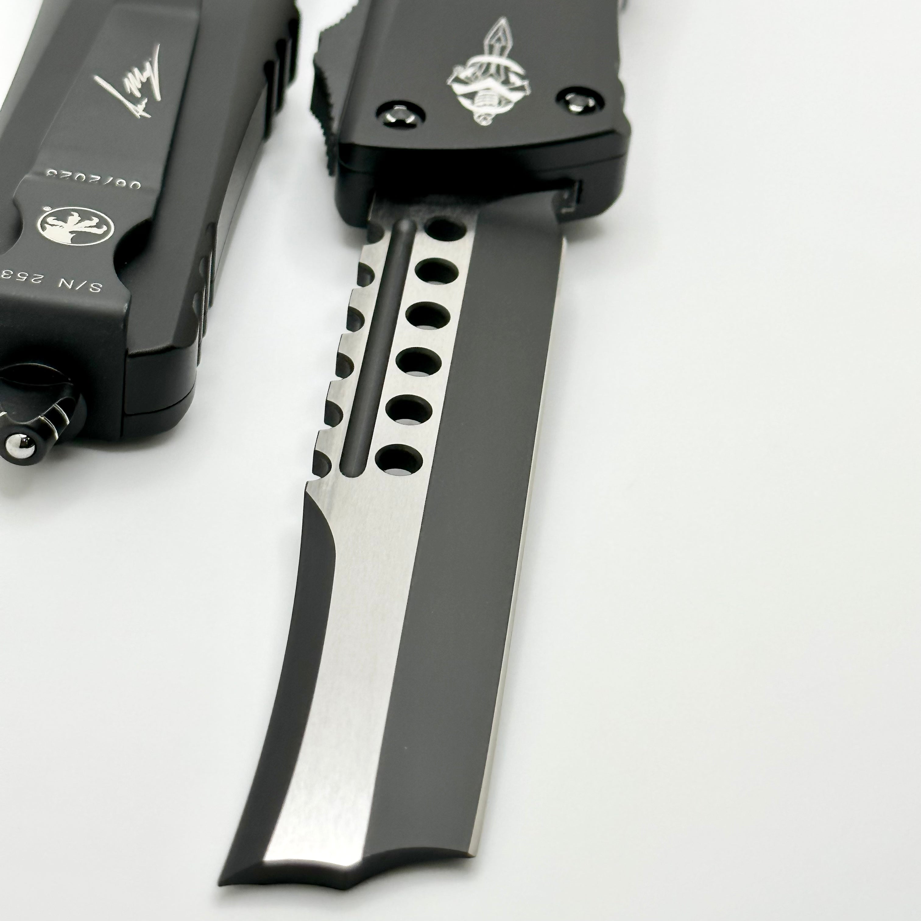 Microtech Combat Troodon Hellhound Tactical OTF Knife - Premium Smooth Chassis with Ringed Hardware