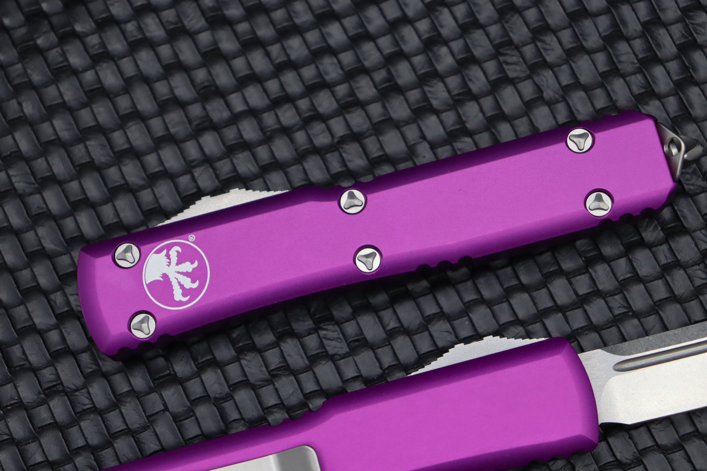 Premium Microtech Ultratech Tanto Stonewash Knife - Violet Edition